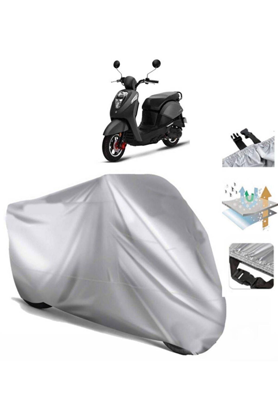 Sym Mio 50  Arka Çanta (bağlantı Tokalı) Uyumlu SolarBlock Prime Motosiklet Brandası Örtüsü