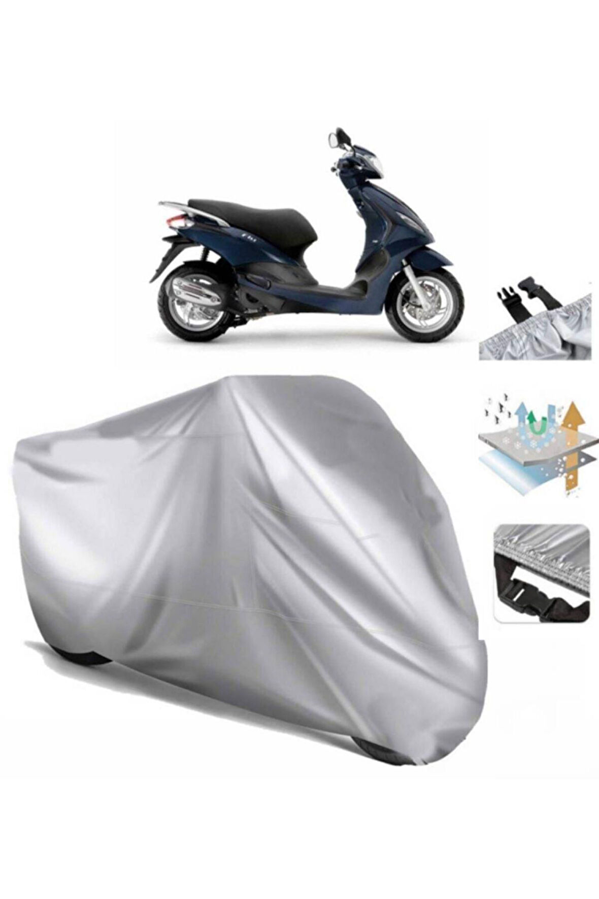 Piaggio Fly 125 3v (bağlantı Tokalı) Uyumlu SolarBlock Prime Motosiklet Brandası Örtüsü