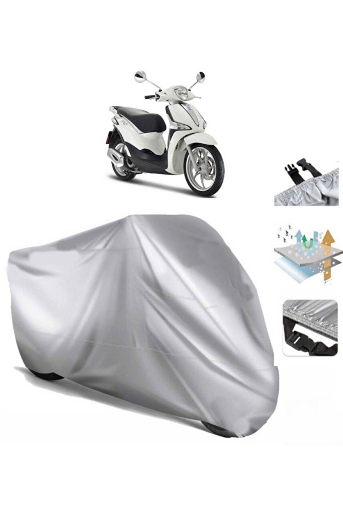 Piaggio Liberty 150 (bağlantı Tokalı) Uyumlu SolarBlock Prime Motosiklet Brandası Örtüsü