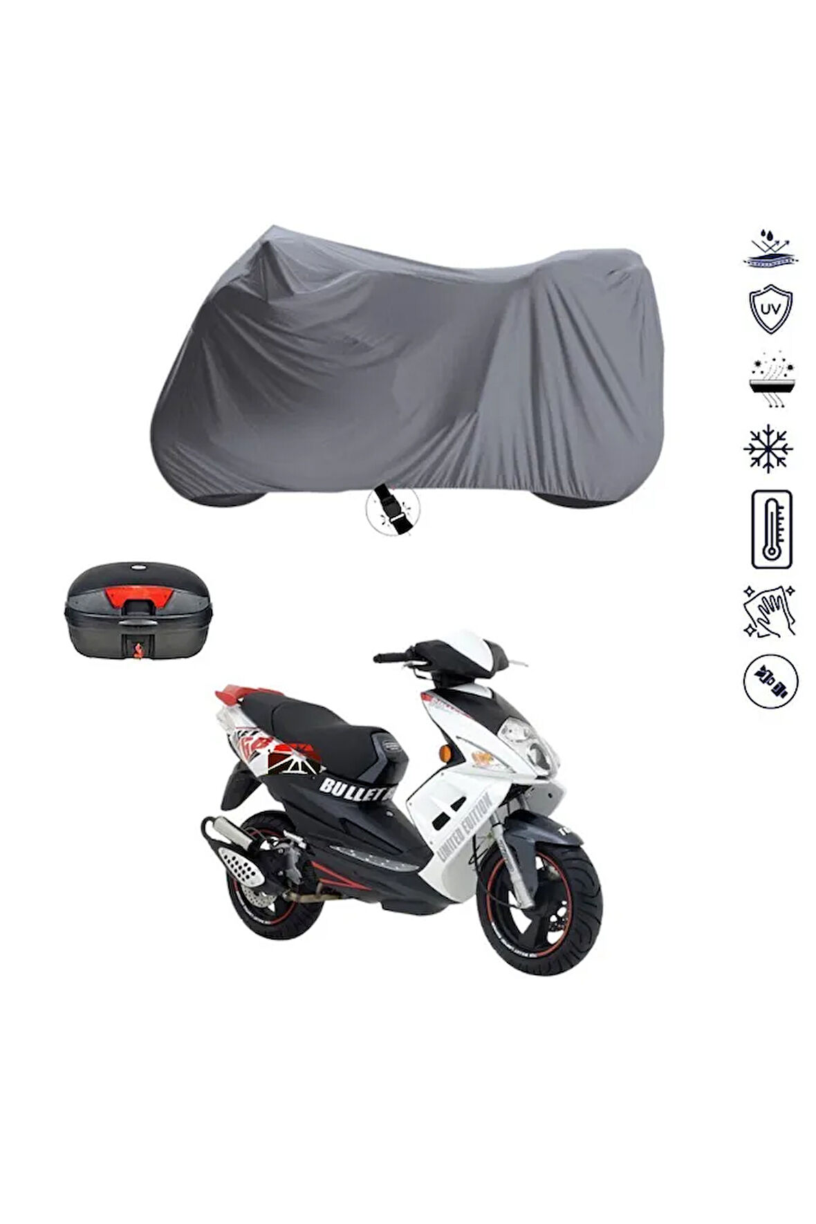 Tgb Bullet Rs 125 Arka Çanta Bağlantı Tokalı Uyumlu Solarblock Prime Motosiklet Brandası Örtüsü