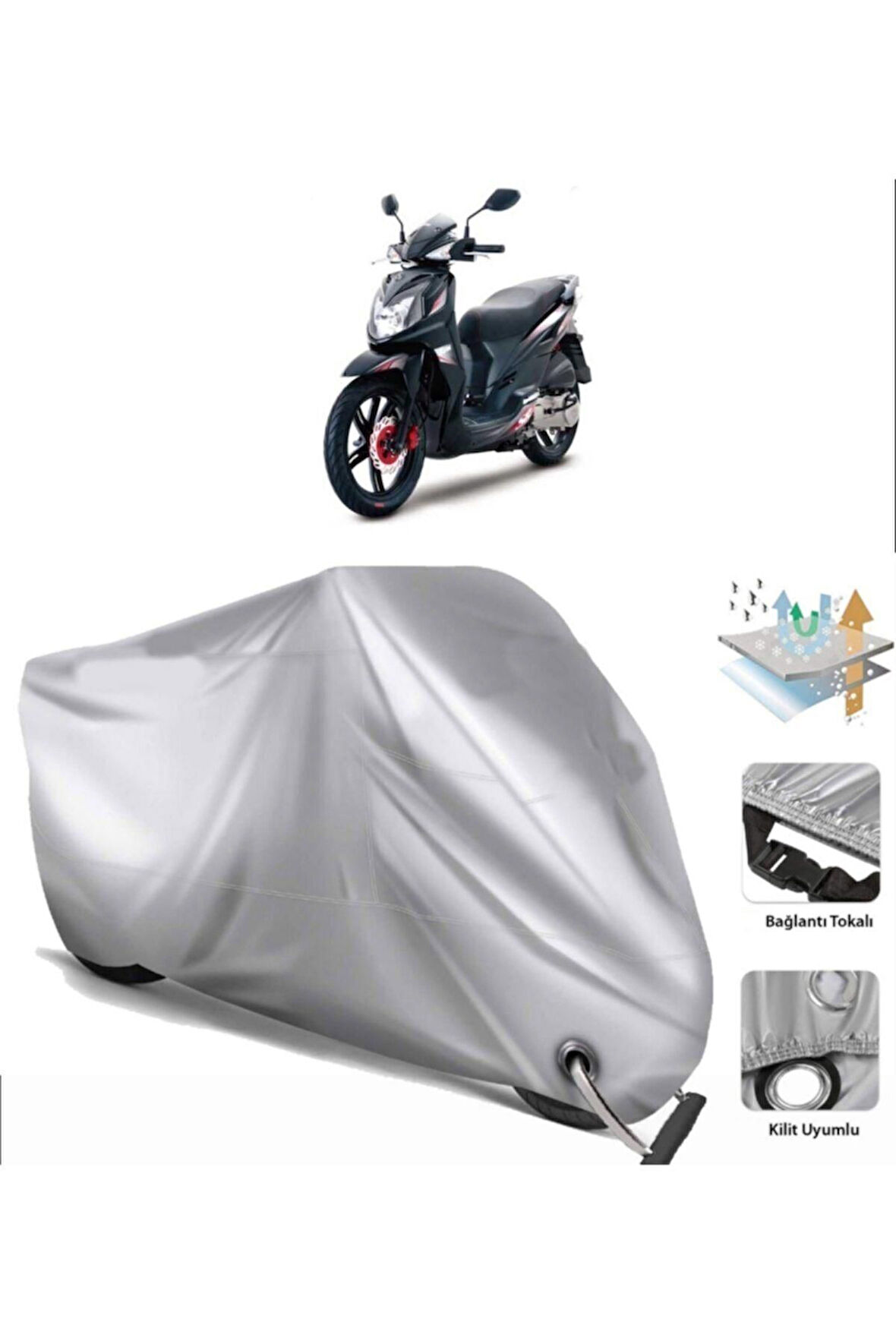 Sym Symphony Sr 125  Arka Çanta (bağlantı Tokalı) Uyumlu SolarBlock Prime Motosiklet Brandası Örtüsü