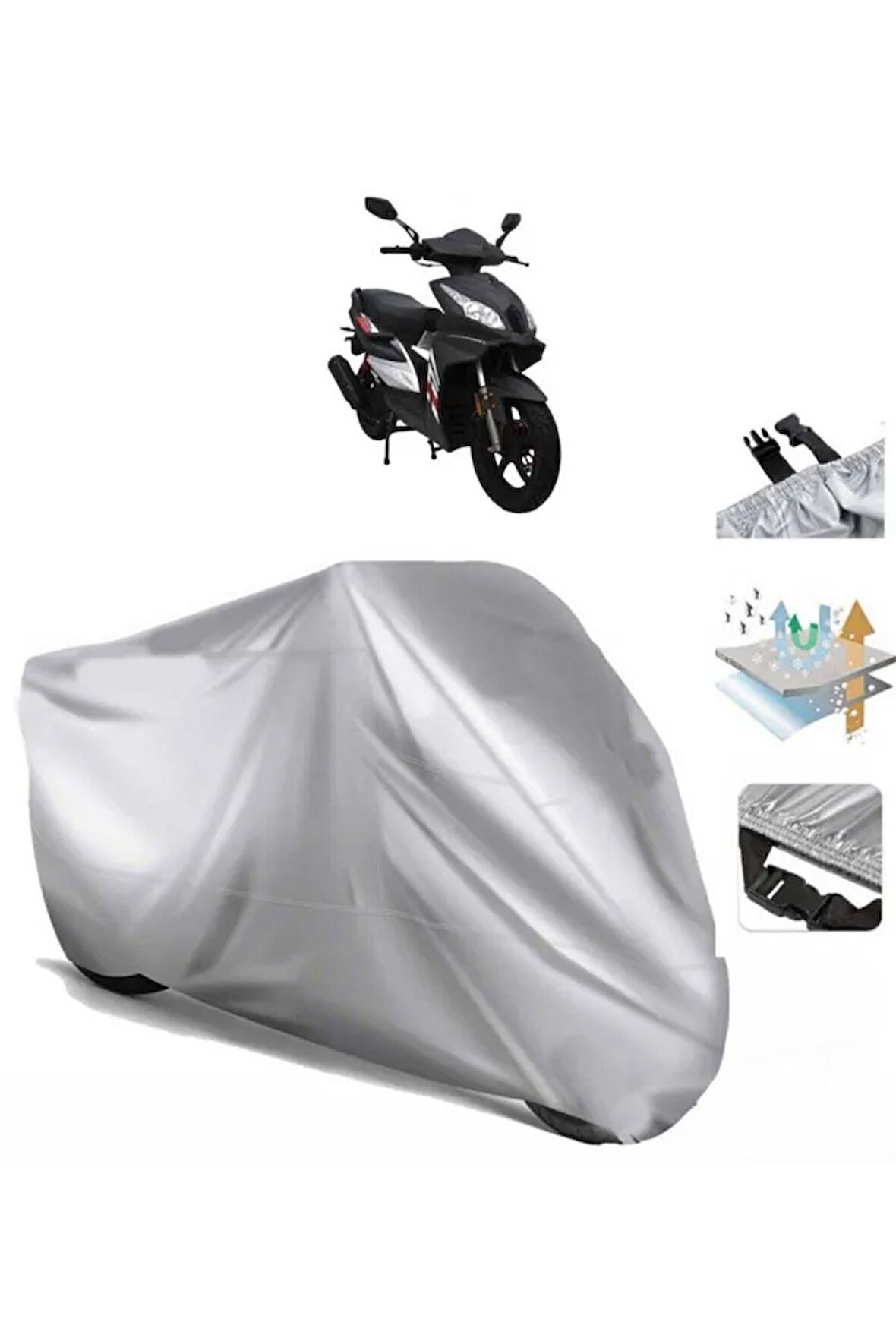 Mondial 125 Ardour Arka Çanta (BAĞLANTI TOKALI) Uyumlu Solarblock Prime Motosiklet Brandası Örtüsü