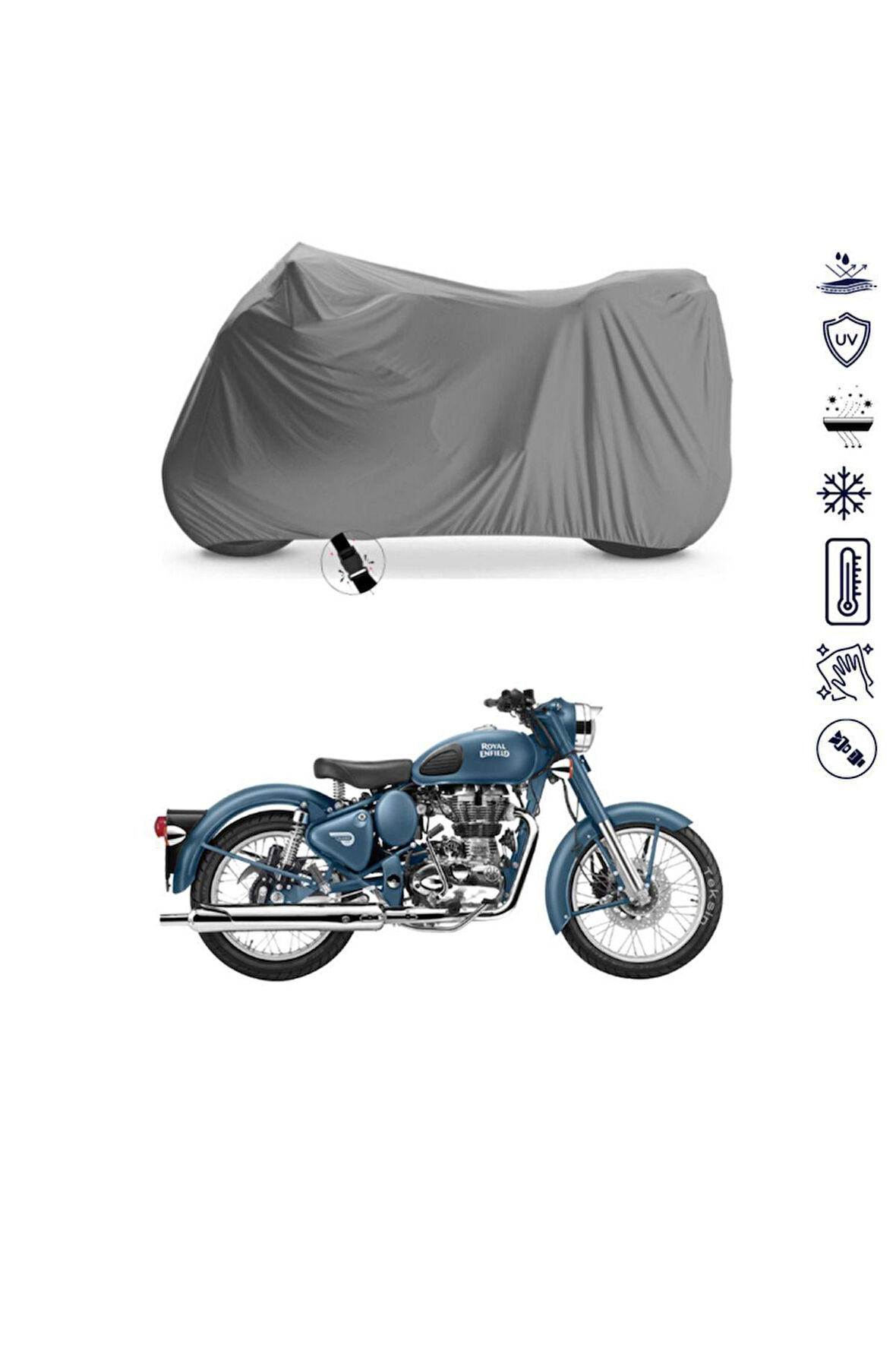Royal Enfield Classic Squadron Blue Çantalı  Bağlantı Tokalı  Uyumlu SolarBlock  Branda