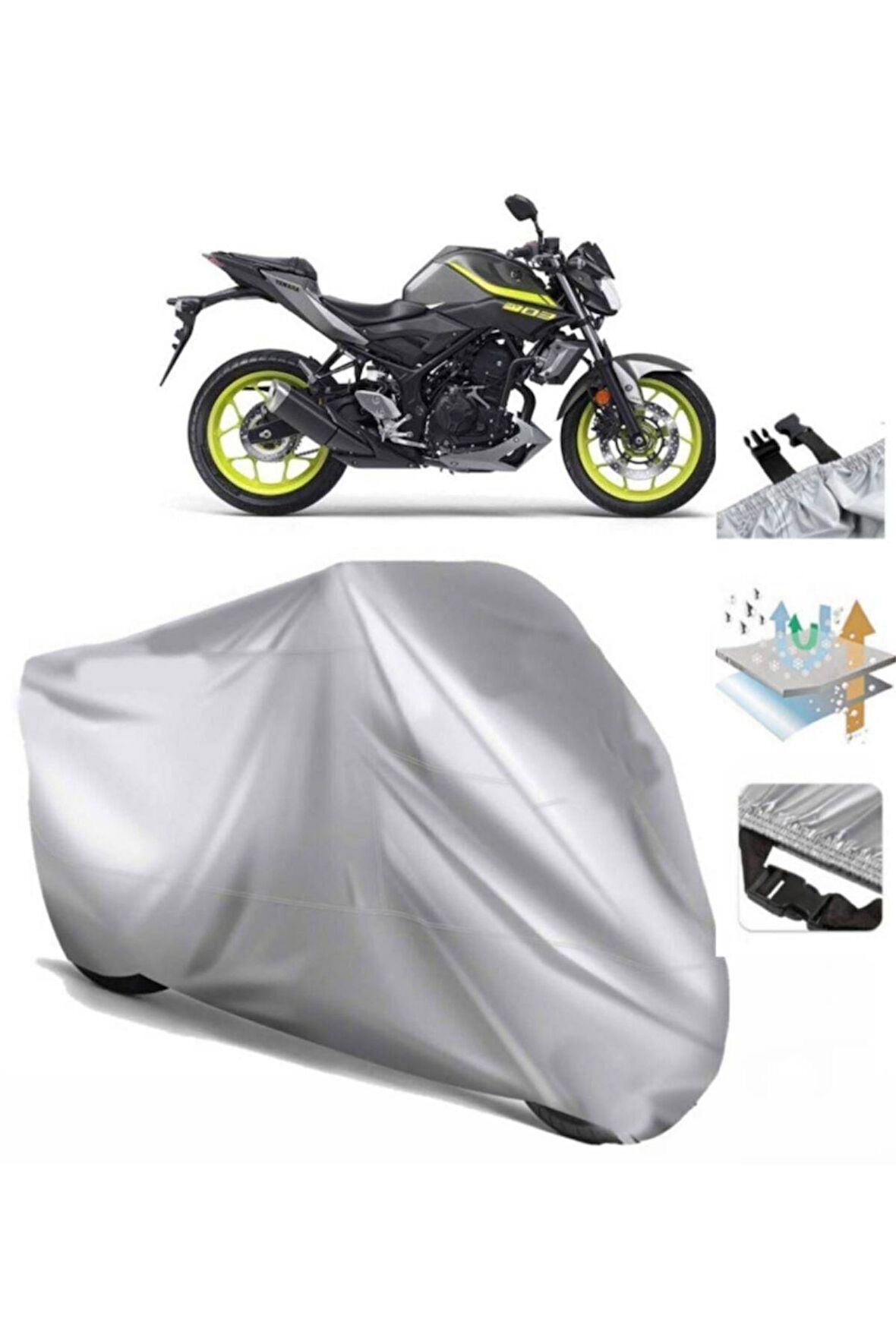 Yamaha Mt-03  Arka Çanta (bağlantı Tokalı) Uyumlu SolarBlock Prime Motosiklet Brandası Örtüsü