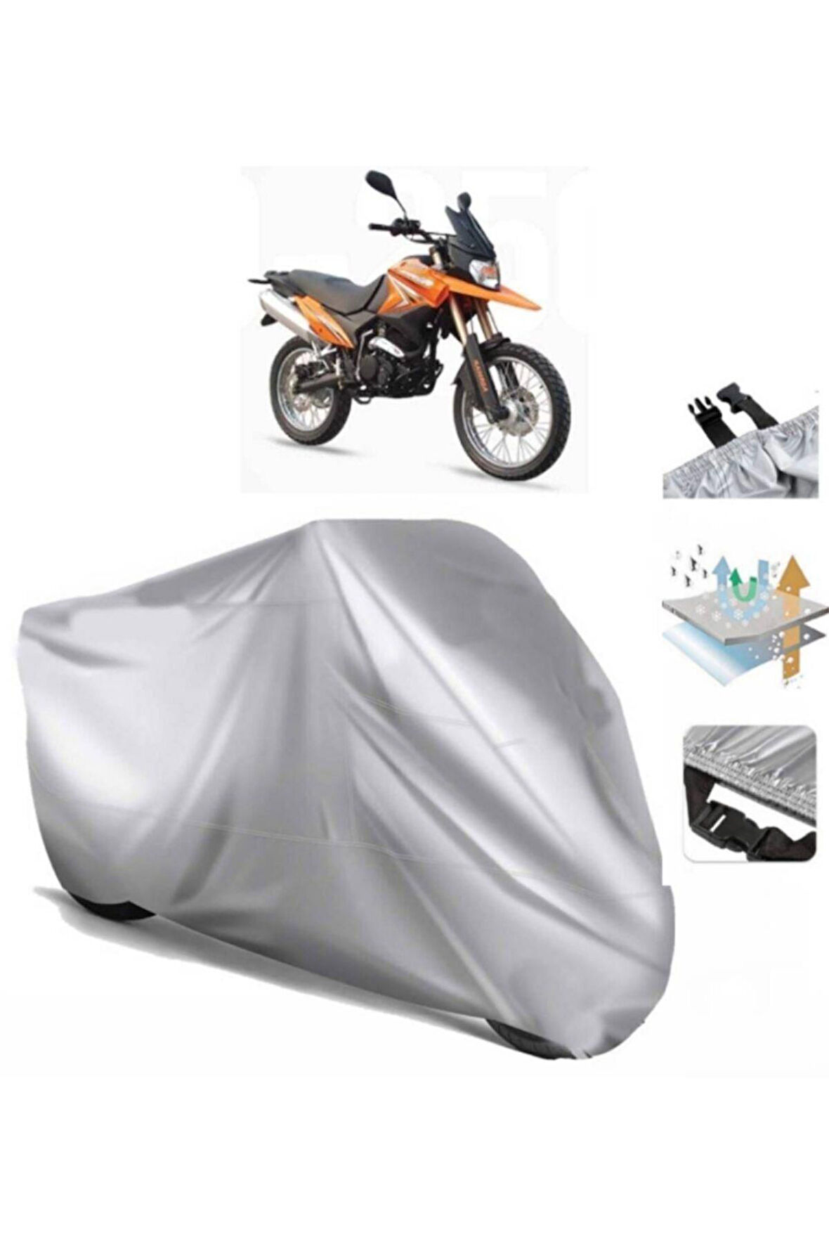 Kadırga Kd-250gy  Arka Çanta (bağlantı Tokalı) Uyumlu SolarBlock Prime Motosiklet Brandası Örtüsü