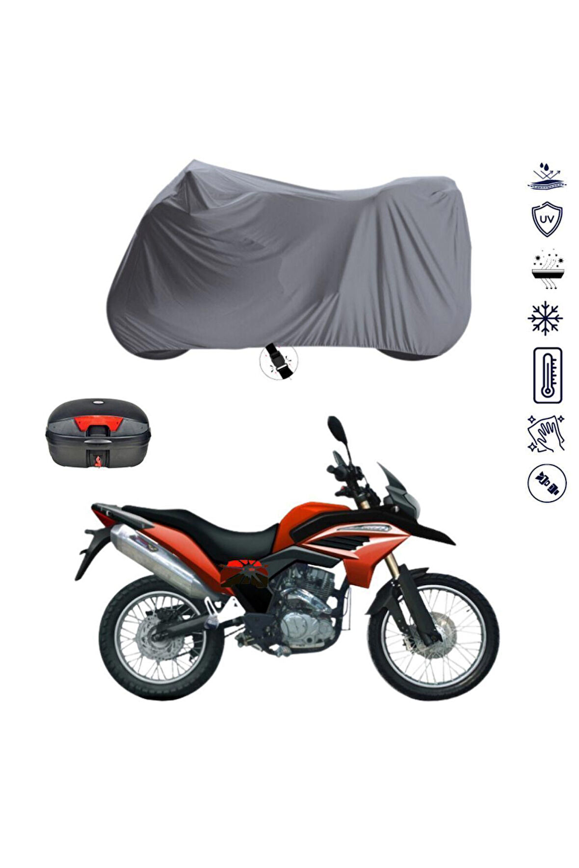 Kadırga KD 250GY Çantalı  Bağlantı Tokalı  Uyumlu SolarBlock Prime Motosiklet Brandası Örtüsü