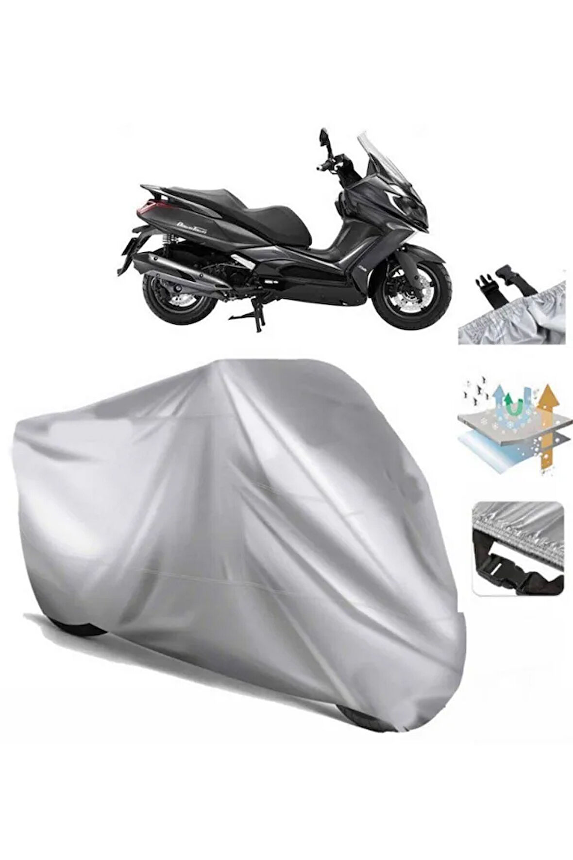 Kymco Downtown 350i Abs (bağlantı Tokalı) Uyumlu SolarBlock Prime Motosiklet Brandası Örtüsü