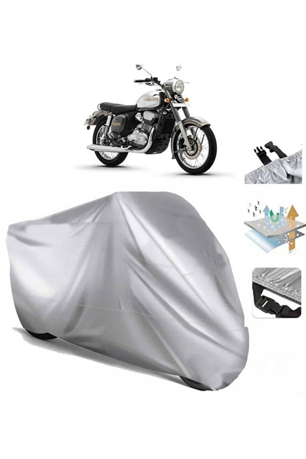 Jawa 250 Classic  Arka Çanta (bağlantı Tokalı) Uyumlu SolarBlock Prime Motosiklet Brandası Örtüsü