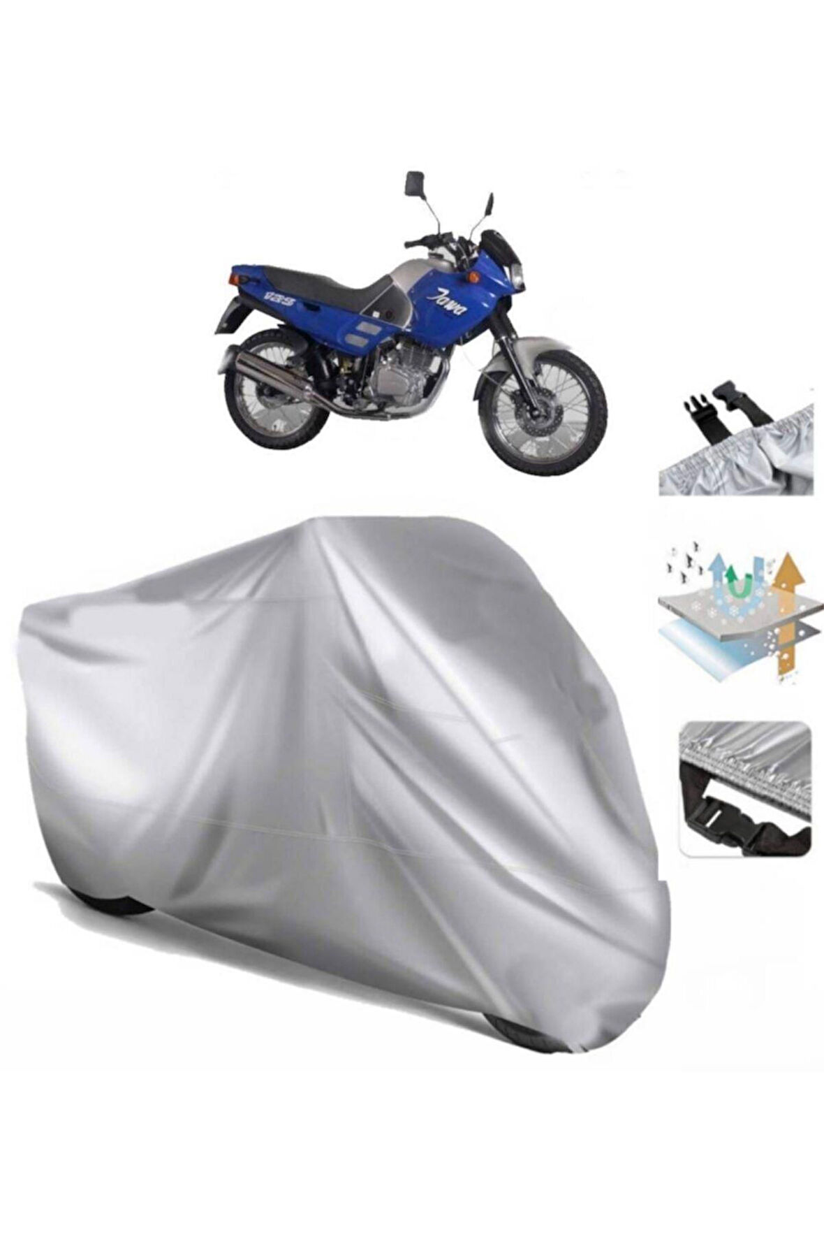 Jawa 250 Laser  Arka Çanta (bağlantı Tokalı) Uyumlu SolarBlock Prime Motosiklet Brandası Örtüsü