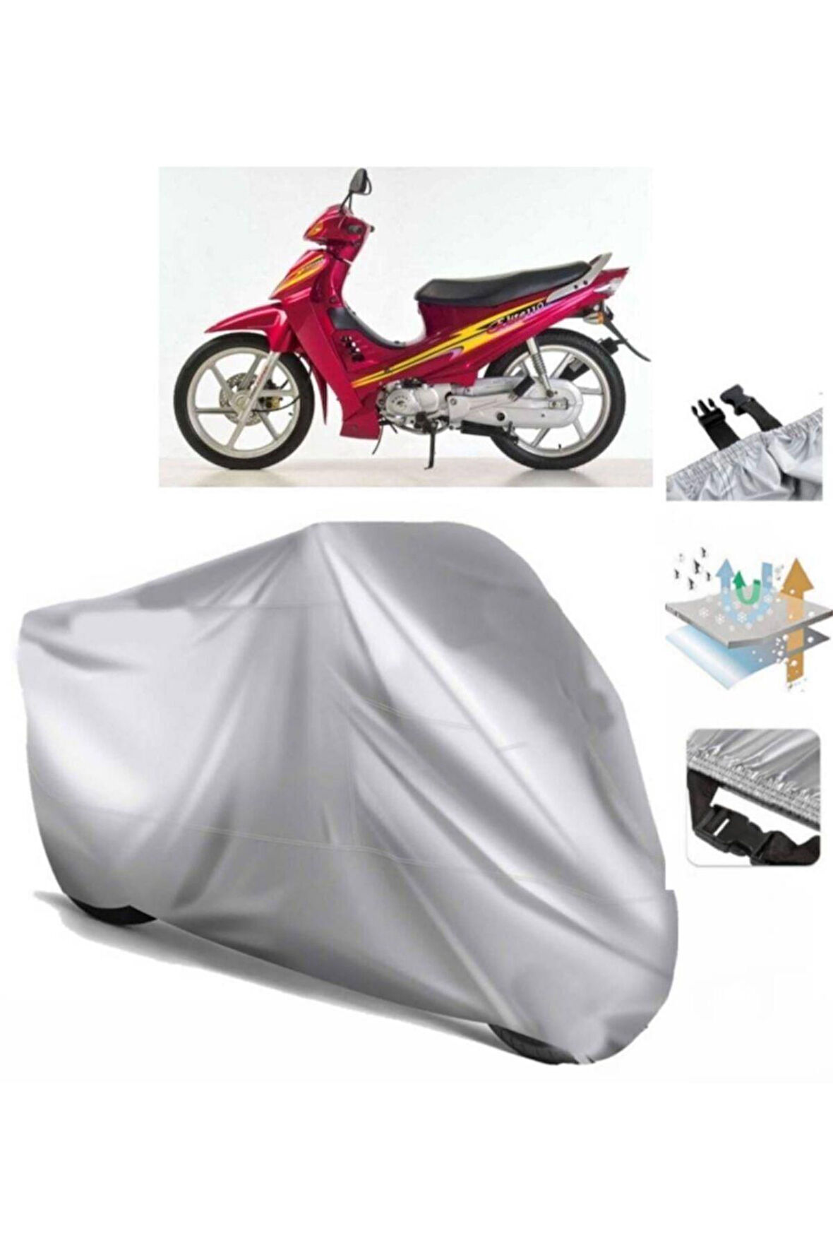 Kanuni Elite 100  Arka Çanta (bağlantı Tokalı) Uyumlu SolarBlock Prime Motosiklet Brandası Örtüsü