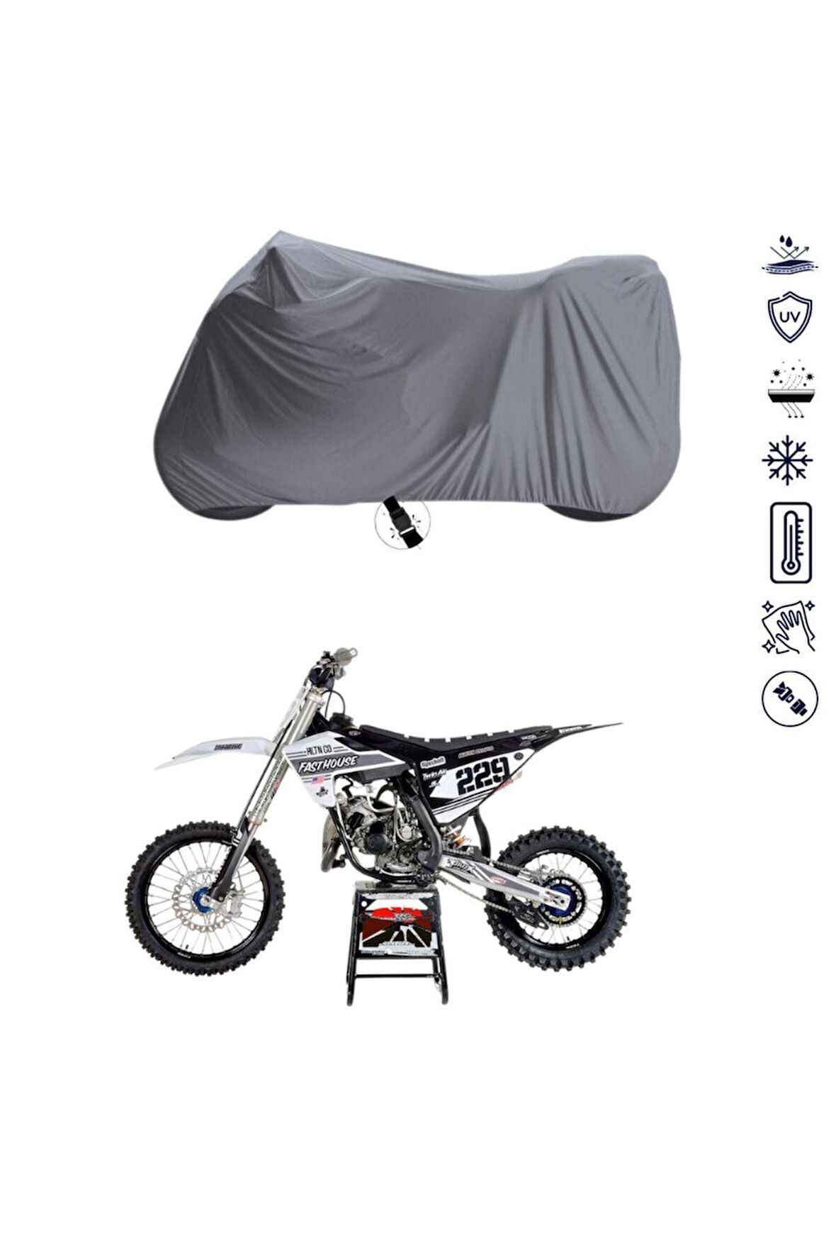 Husqvarna Tc 85 19_16 Çantalı  Bağlantı Tokalı  Uyumlu SolarBlock Prime Motosiklet Brandası Örtüsü