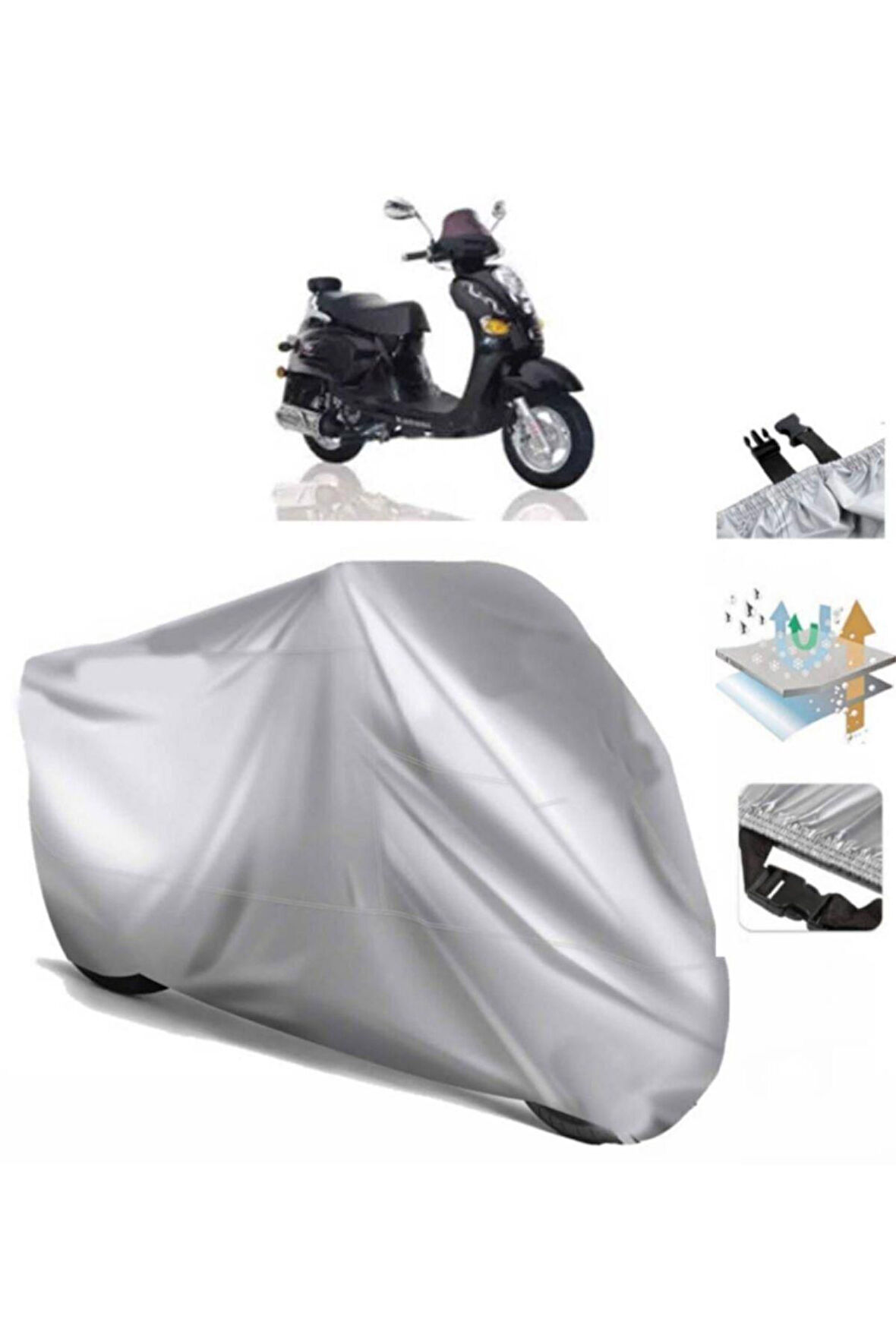 Kanuni Classic 125  Arka Çanta (bağlantı Tokalı) Uyumlu SolarBlock Prime Motosiklet Brandası Örtüsü