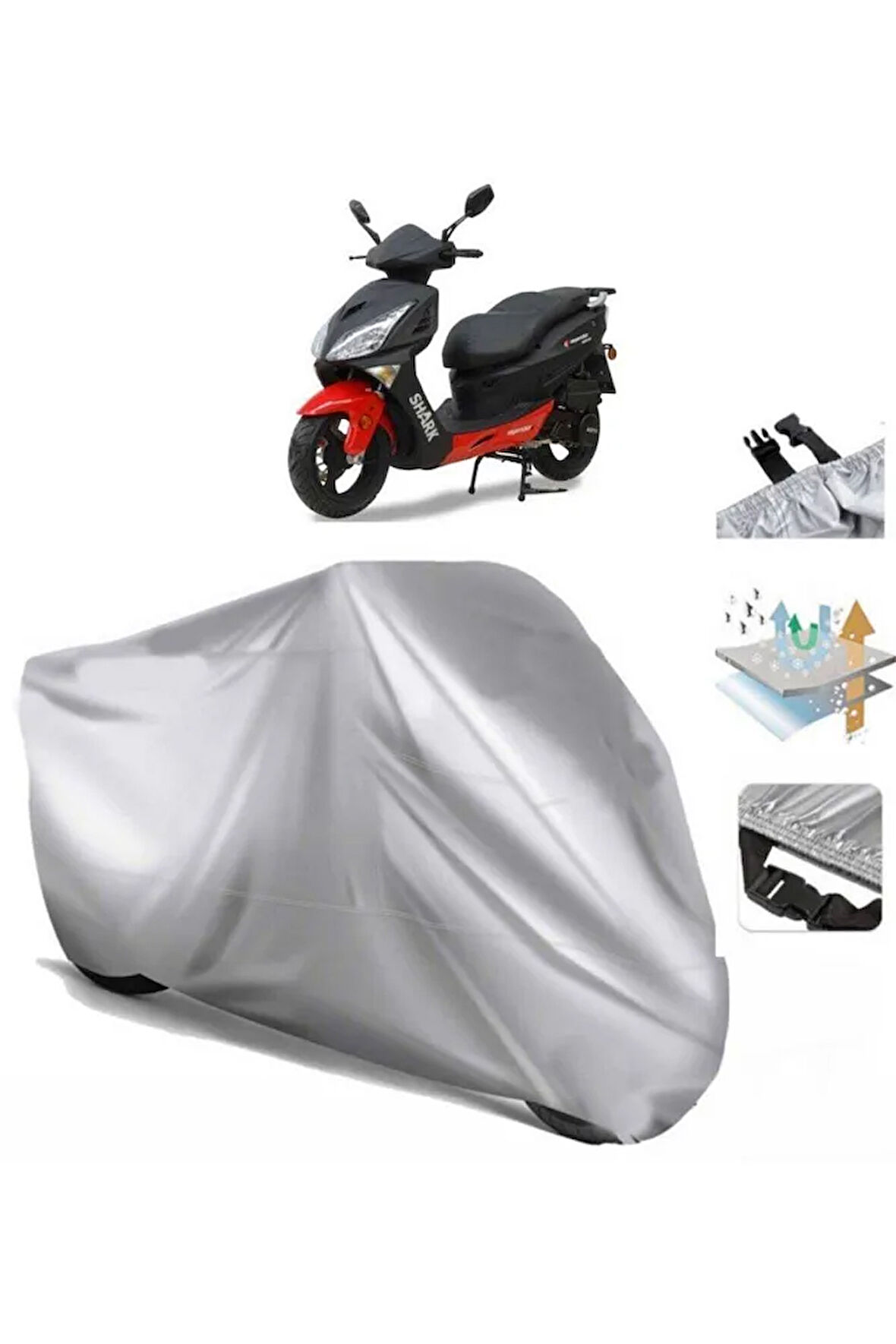 Asya As 150 T  Arka Çanta (bağlantı Tokalı) Uyumlu SolarBlock Prime Motosiklet Brandası Örtüsü