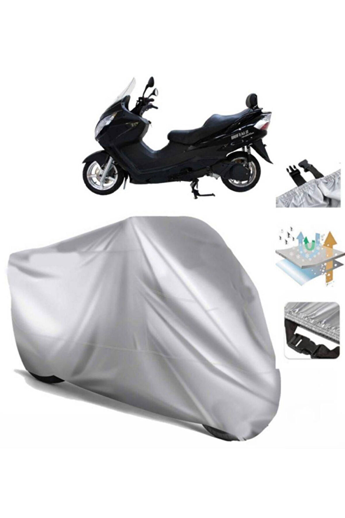 Mondial 250 Buffalo  Arka Çanta (bağlantı Tokalı) Uyumlu SolarBlock Prime Motosiklet Brandası Örtüsü