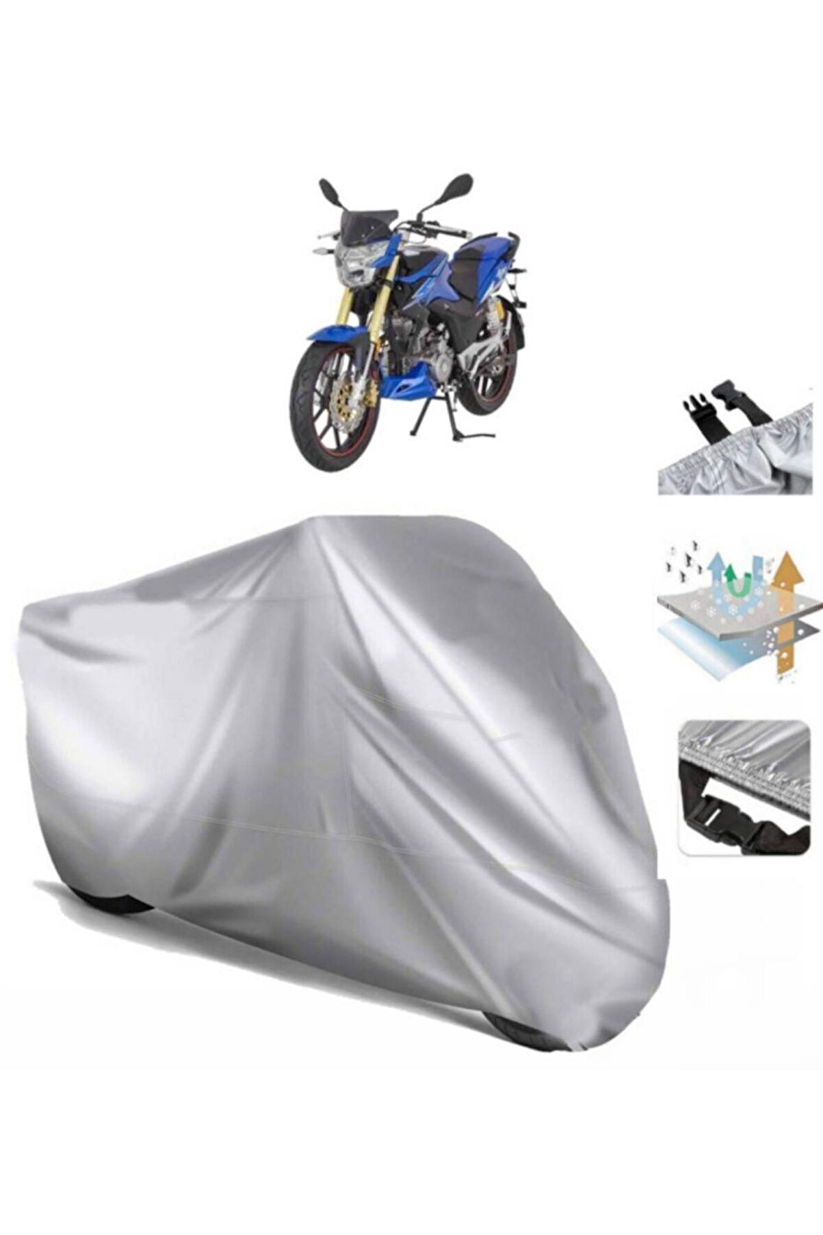 Mondial 180 Z-one S  Arka Çanta (bağlantı Tokalı) Uyumlu SolarBlock Prime Motosiklet Brandası Örtüsü