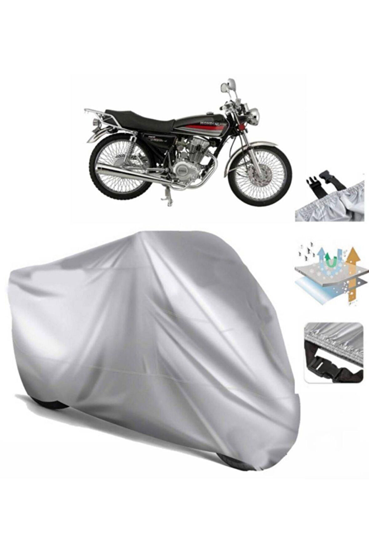 Mondial 175 Masti X (bağlantı Tokalı) Uyumlu SolarBlock Prime Motosiklet Brandası Örtüsü