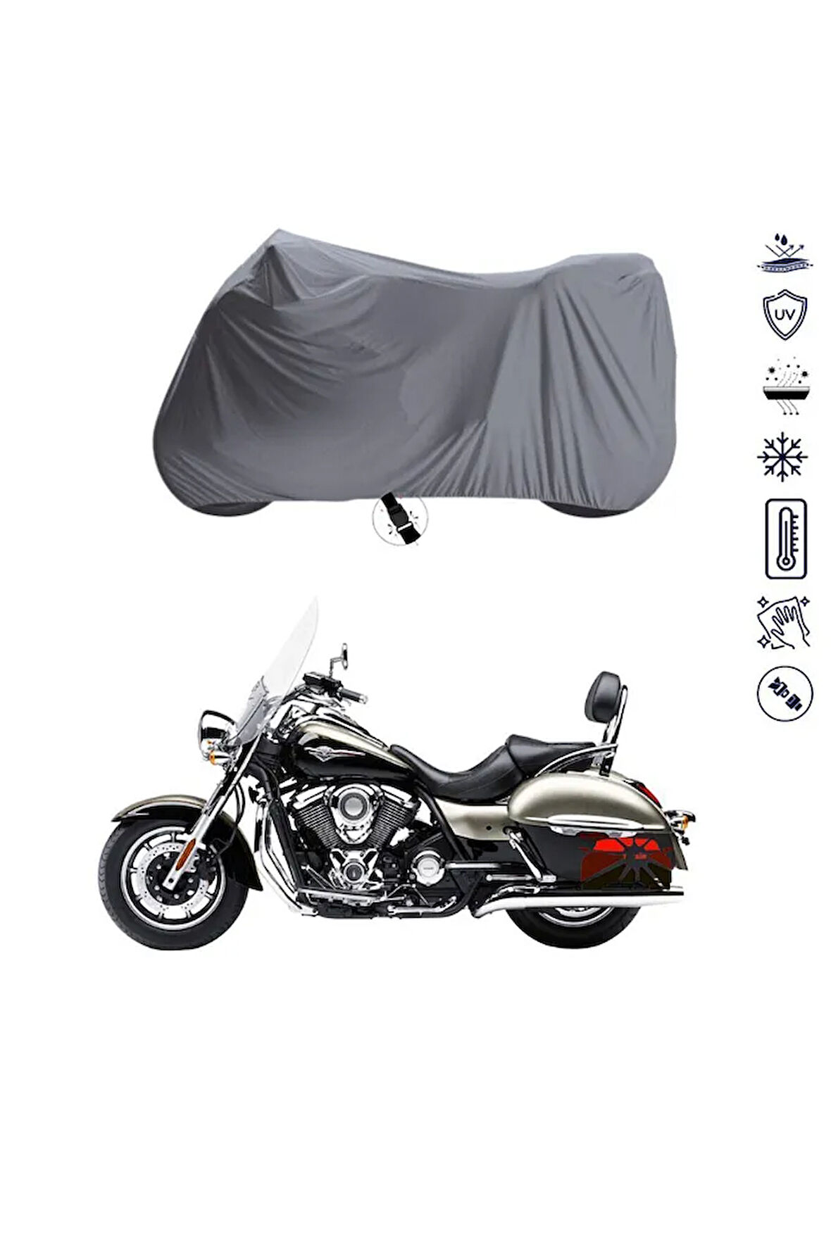 Kawasaki VN 1700 Voyager Çantalı  Bağlantı Tokalı  Uyumlu SolarBlock  Motosiklet Brandası Örtüsü