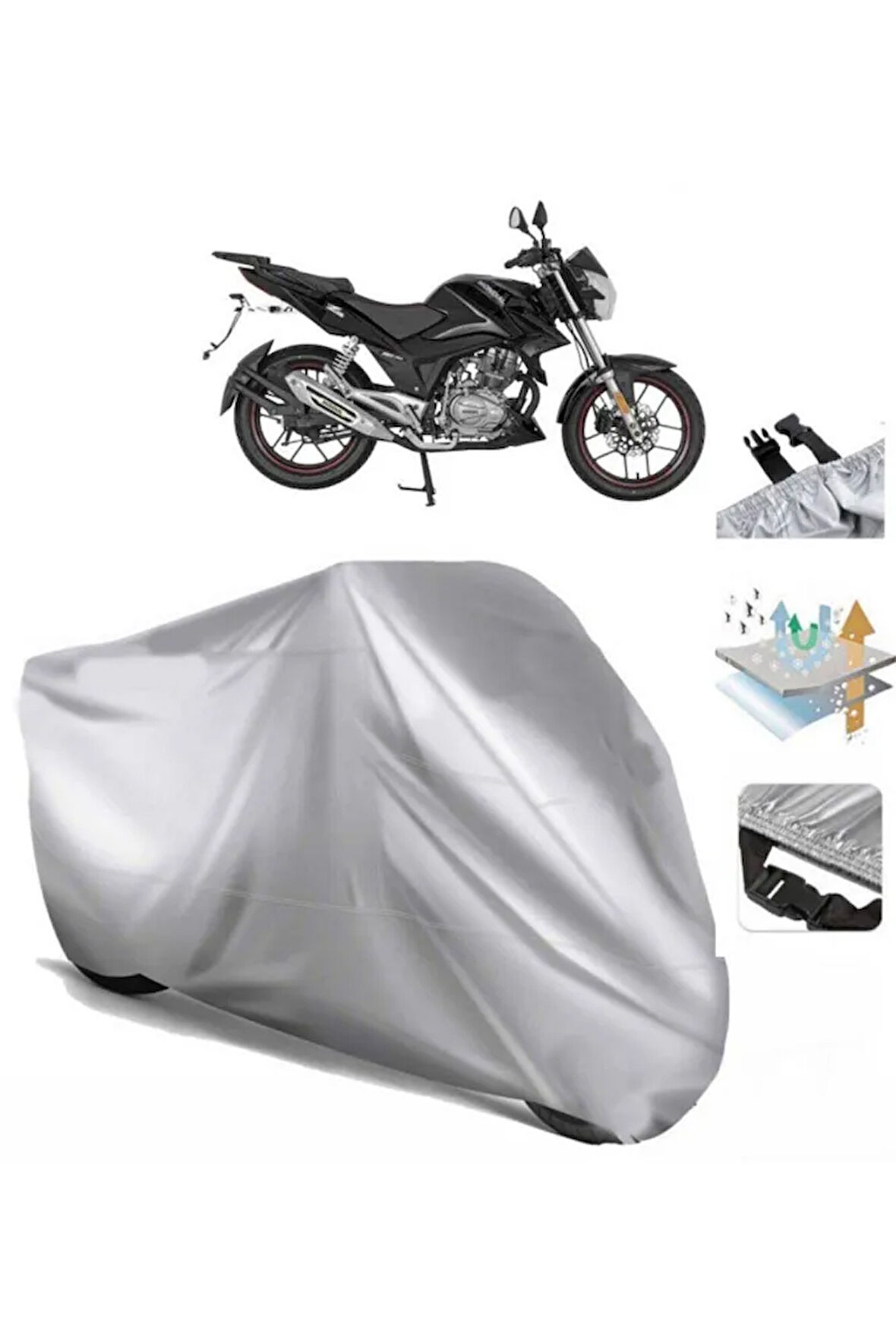 Mondial 150 Z-one  Arka Çanta (bağlantı Tokalı) Uyumlu SolarBlock Prime Motosiklet Brandası Örtüsü