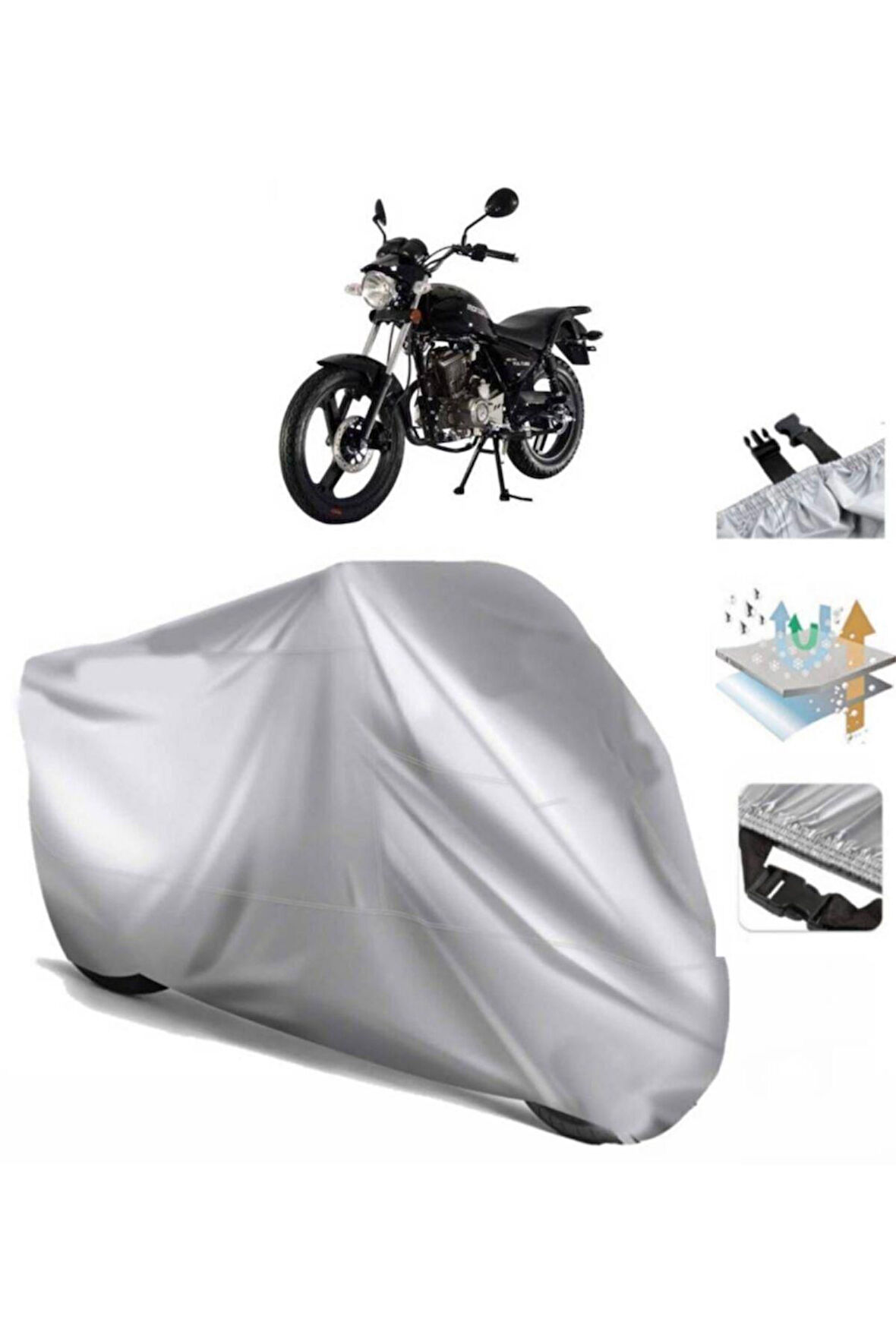 Mondial 150 Mr Vulture  Arka Çanta (bağlantı Tokalı) Uyumlu SolarBlock  Motosiklet Brandası Örtüsü