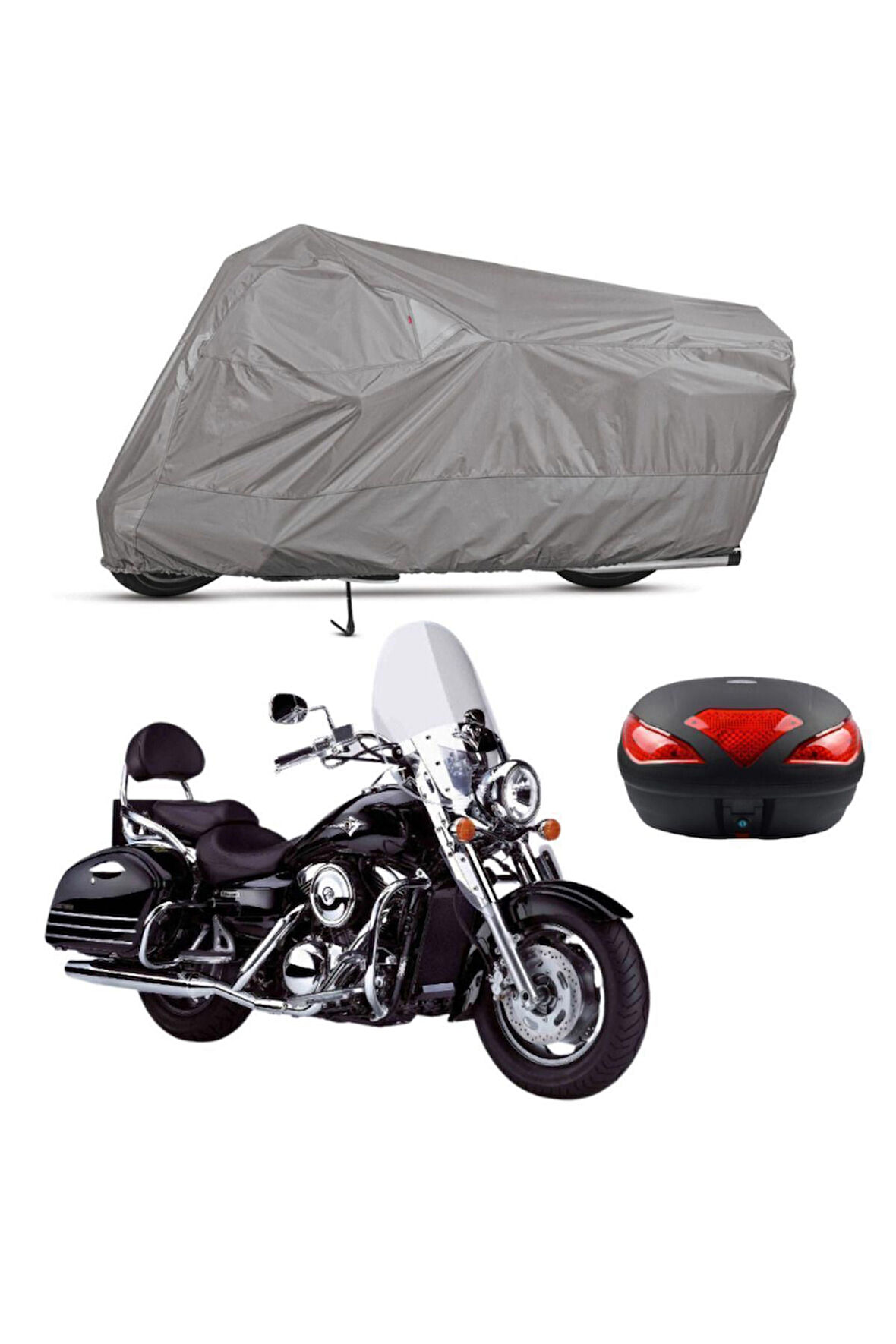 Kawasaki VN 1600 Çantalı  Bağlantı Tokalı  Uyumlu SolarBlock Prime Motosiklet Brandası Örtüsü