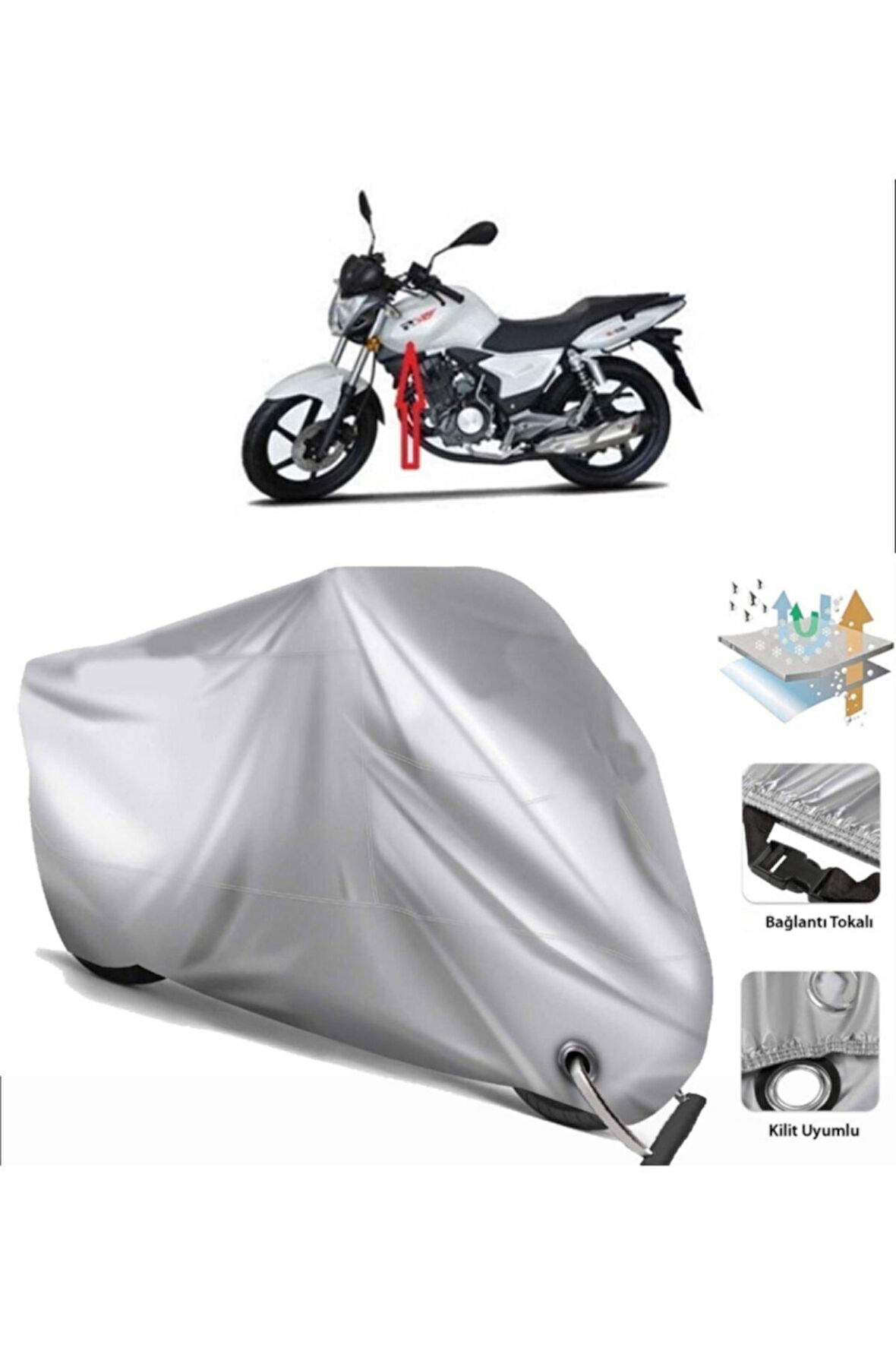 Rks Titanic 150-r (bağlantı Tokalı) Uyumlu SolarBlock Prime Motosiklet Brandası Örtüsü