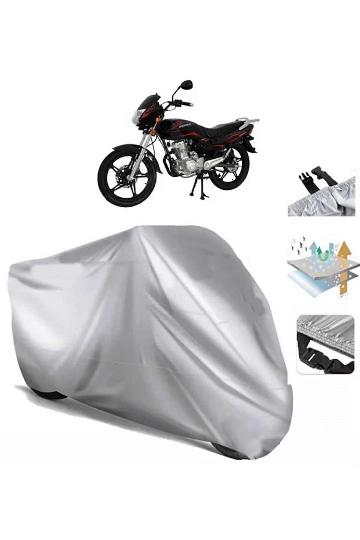 Mondial 125 Mx Grumble  Arka Çanta (bağlantı Tokalı) Uyumlu SolarBlock  Motosiklet Brandası Örtüsü