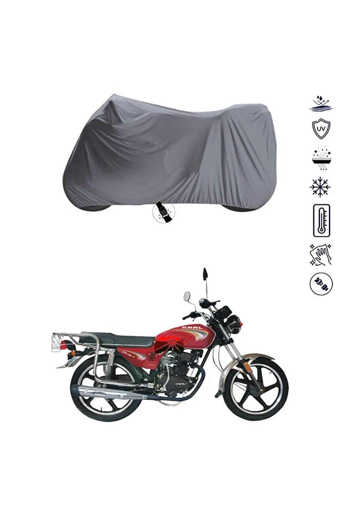 KRAL KR 125-7D  Bağlantı Tokalı  Uyumlu SolarBlock Prime Motosiklet Brandası Örtüsü