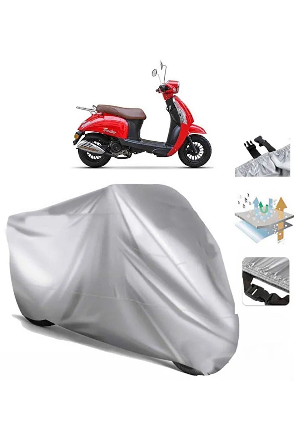 Rks Pollo 50 Arka Çanta (bağlantı Tokalı) Uyumlu SolarBlock Prime Motosiklet Brandası Örtüsü