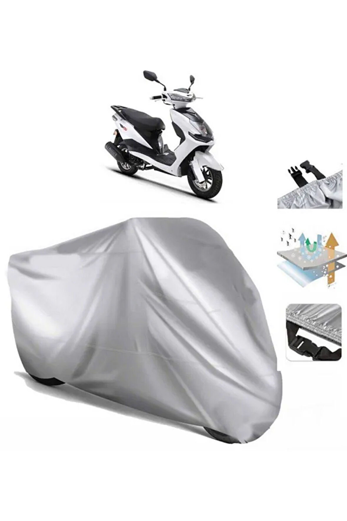 Rks Pesaro 125  Arka Çanta (bağlantı Tokalı) Uyumlu SolarBlock Prime Motosiklet Brandası Örtüsü