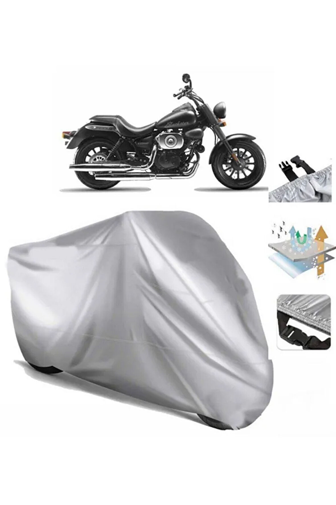 Rks Cruiser 250  Arka Çanta (bağlantı Tokalı) Uyumlu SolarBlock Prime Motosiklet Brandası Örtüsü