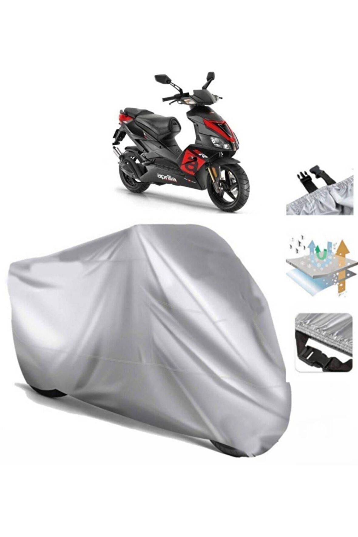 Aprilia Sr 50  Arka Çanta (bağlantı Tokalı) Uyumlu SolarBlock Prime Motosiklet Brandası Örtüsü