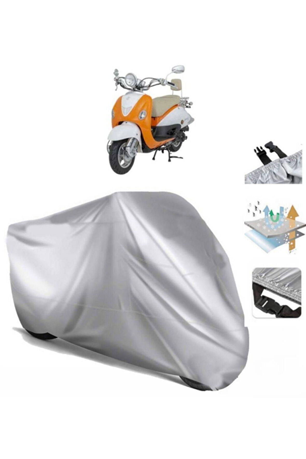 Mondial 50 Znu  Arka Çanta (bağlantı Tokalı) Uyumlu SolarBlock Prime Motosiklet Brandası Örtüsü