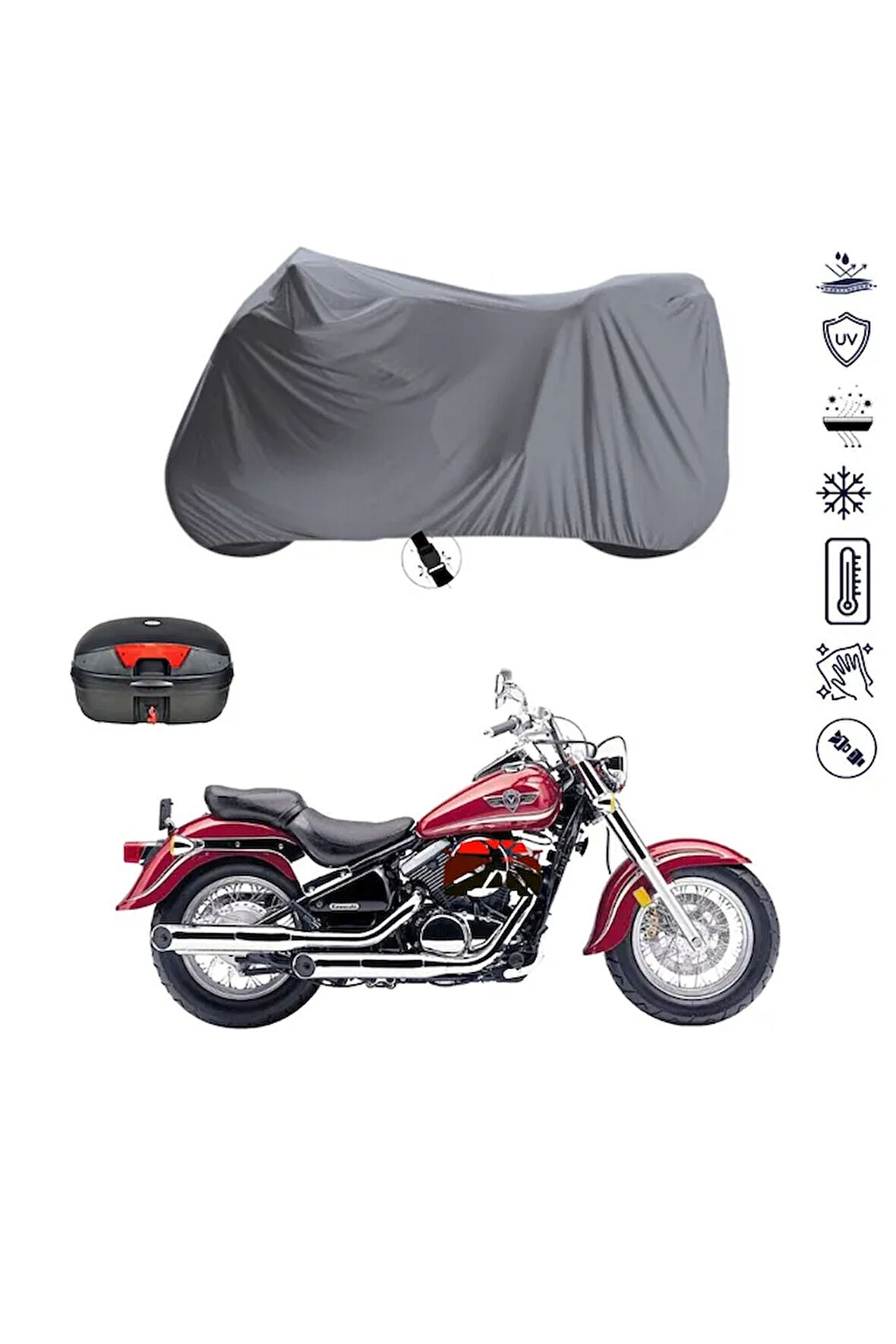 Kawasaki VN 800 Classic Çantalı  Bağlantı Tokalı  Uyumlu SolarBlock Prime Motosiklet Brandası Örtüsü