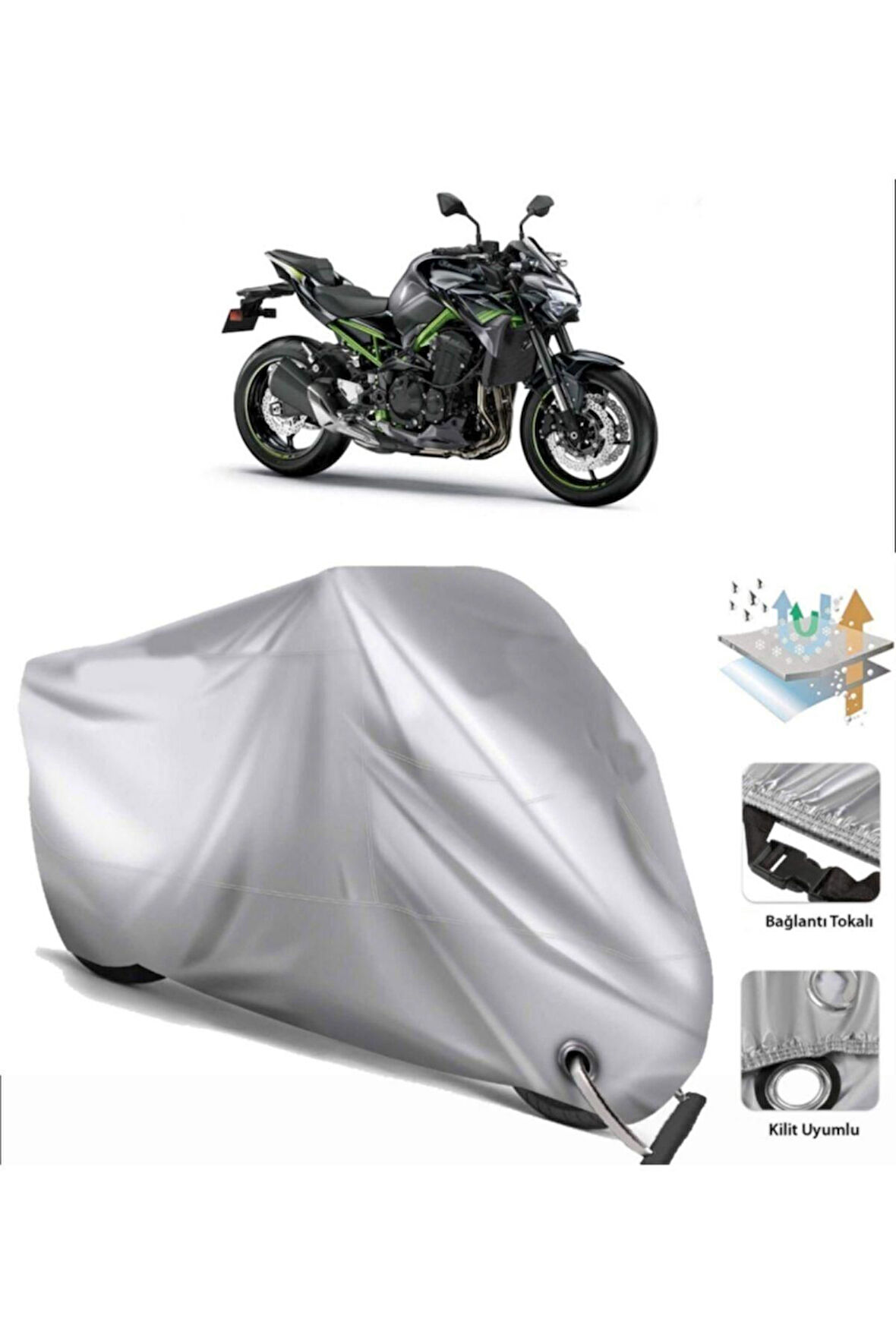 Kawasaki Z 900  Arka Çanta (bağlantı Tokalı) Uyumlu SolarBlock Prime Motosiklet Brandası Örtüsü