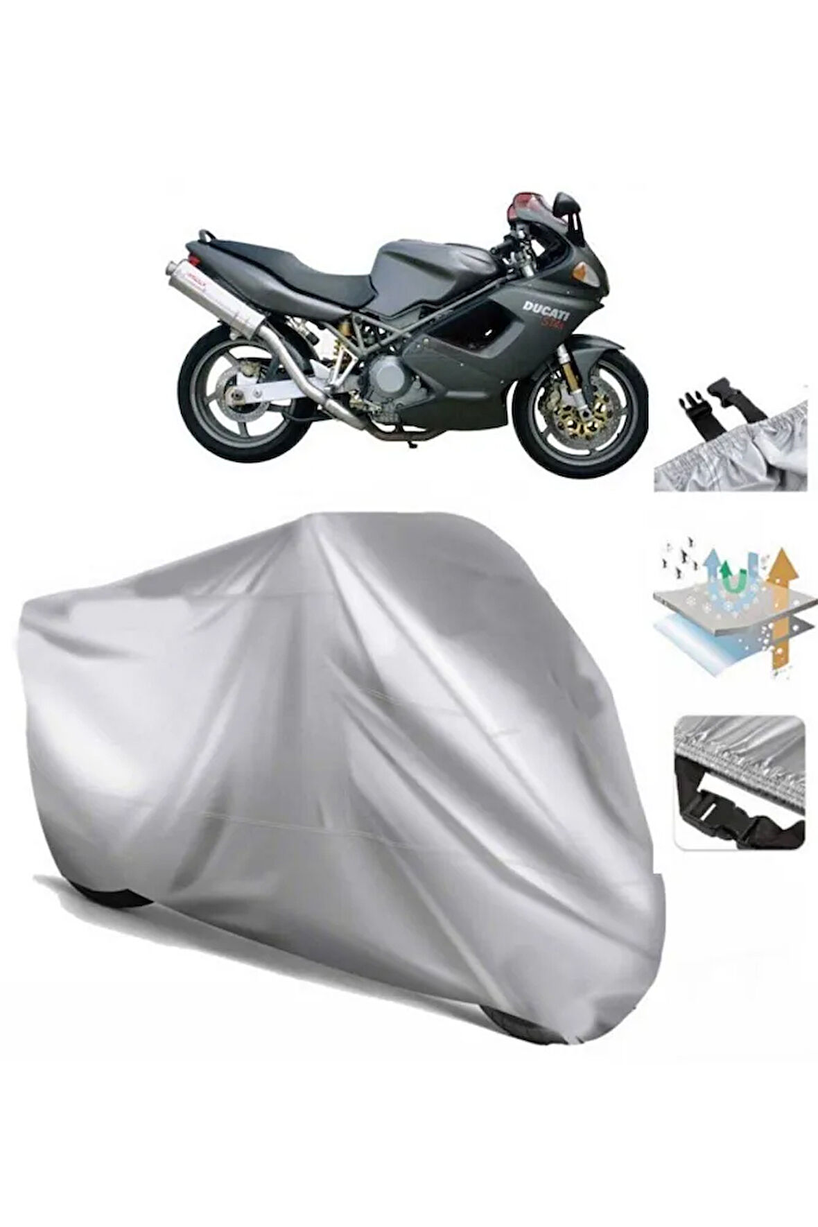 Ducati St4s  Arka Çanta (bağlantı Tokalı) Uyumlu SolarBlock Prime Motosiklet Brandası Örtüsü