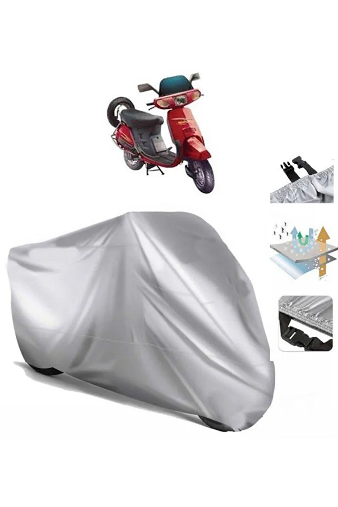 Honda Kinetic Dx Arka Çanta (BAĞLANTI TOKALI) Uyumlu Solarblock Prime Motosiklet Brandası Örtüsü