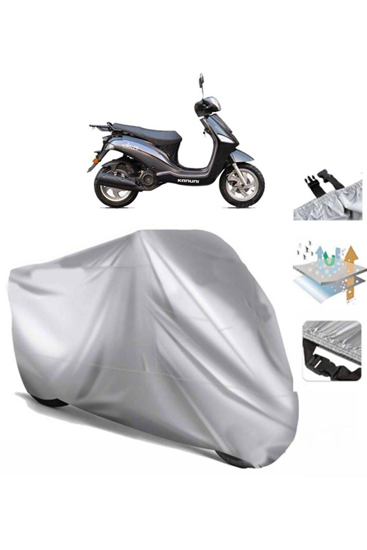 Kanuni Wiki 125i (bağlantı Tokalı) Uyumlu SolarBlock Prime Motosiklet Brandası Örtüsü