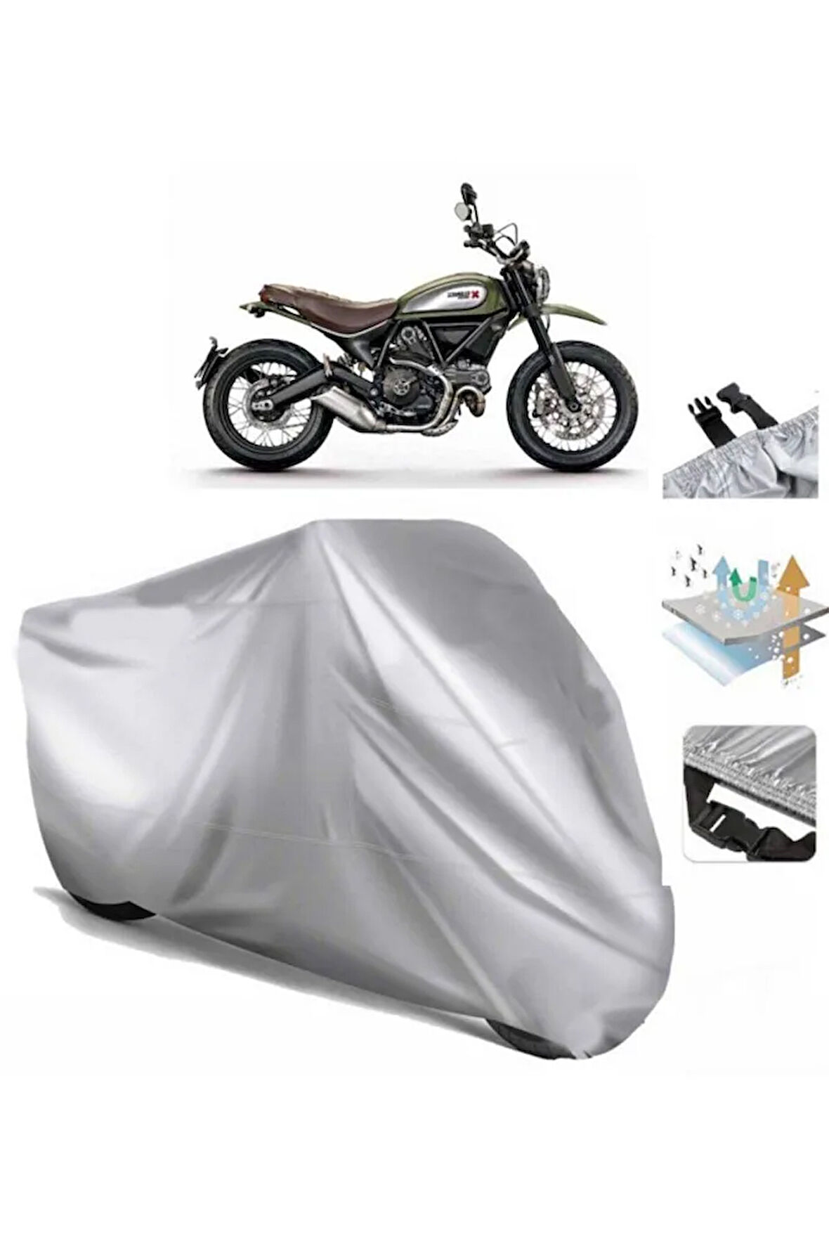 Ducati Scrambler Urban Enduro (BAĞLANTI TOKALI) Uyumlu Solarblock Prime Motosiklet Brandası Örtüsü