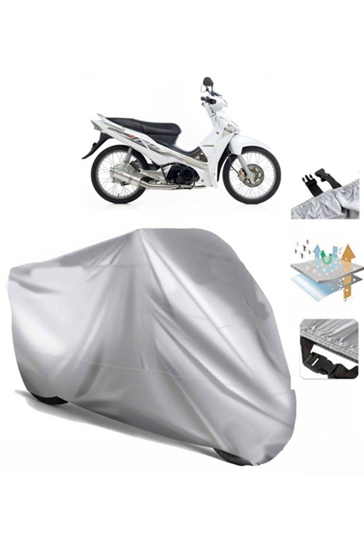 Honda Innova 125  Arka Çanta (bağlantı Tokalı) Uyumlu SolarBlock Prime Motosiklet Brandası Örtüsü
