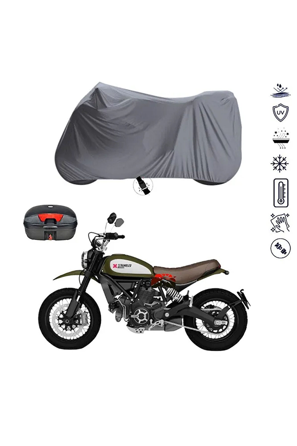 DUCATİ SCRAMBLER URBAN ENDURO Arka Çanta  Bağlantı Tokalı  Uyumlu SolarBlock  Motosiklet Brandası