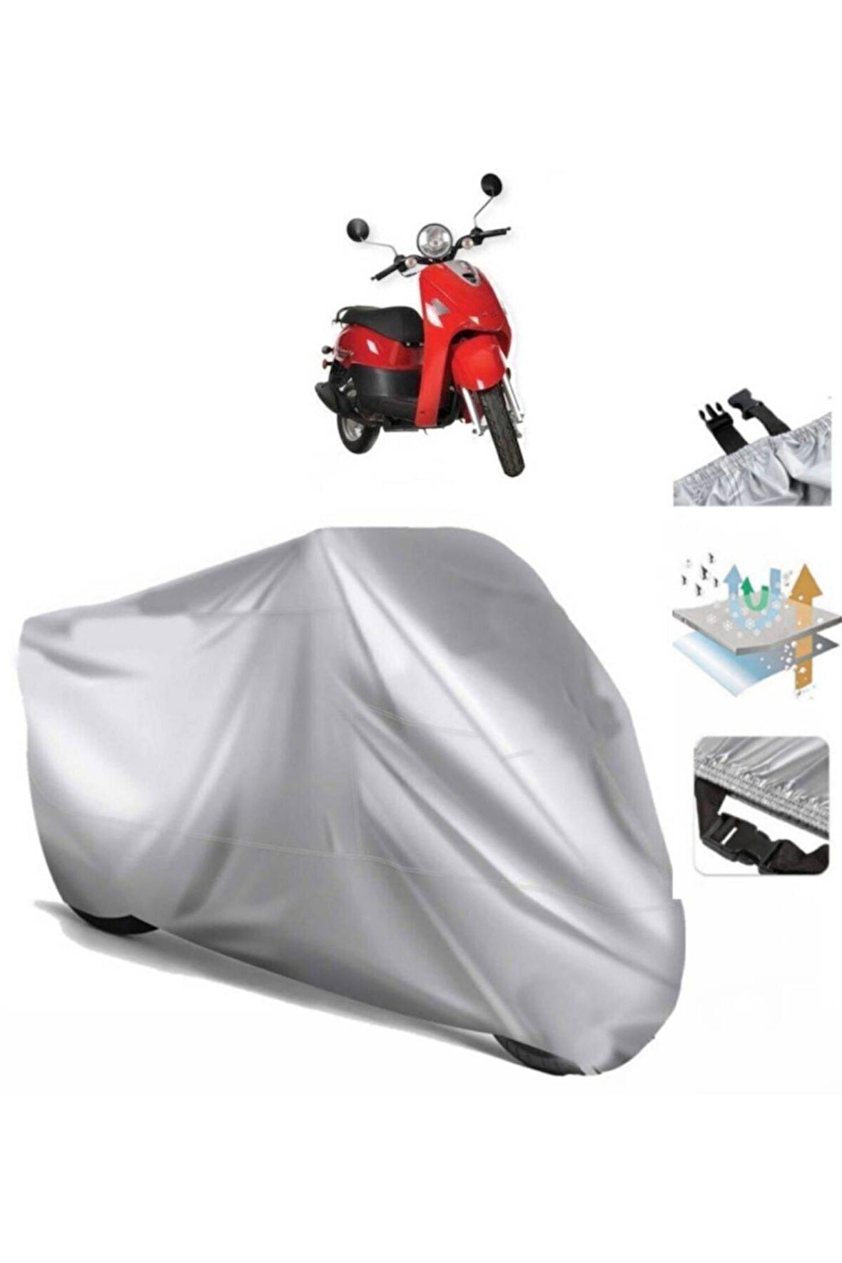 Kanuni Pony 50  Arka Çanta (bağlantı Tokalı) Uyumlu SolarBlock Prime Motosiklet Brandası Örtüsü