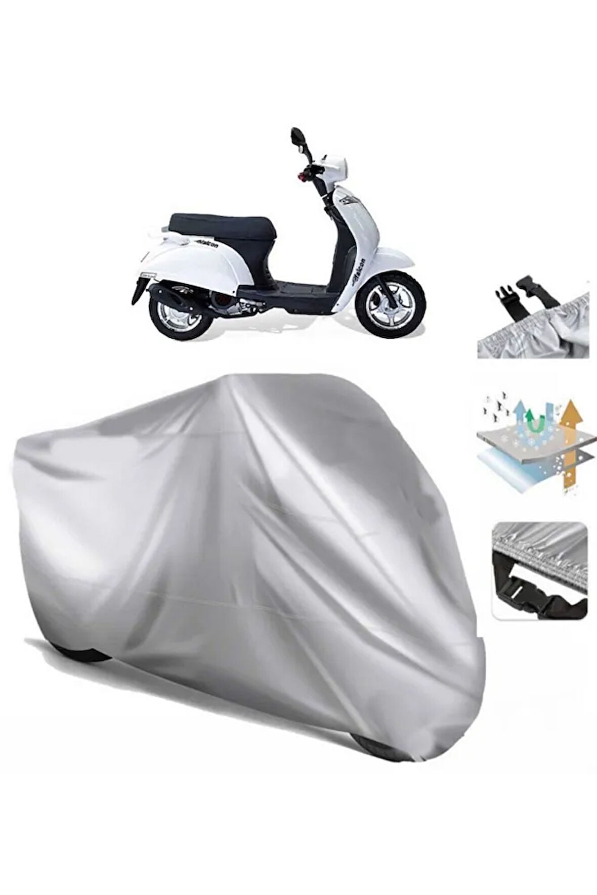 Falcon Soft 50  Arka Çanta (bağlantı Tokalı) Uyumlu SolarBlock Prime Motosiklet Brandası Örtüsü