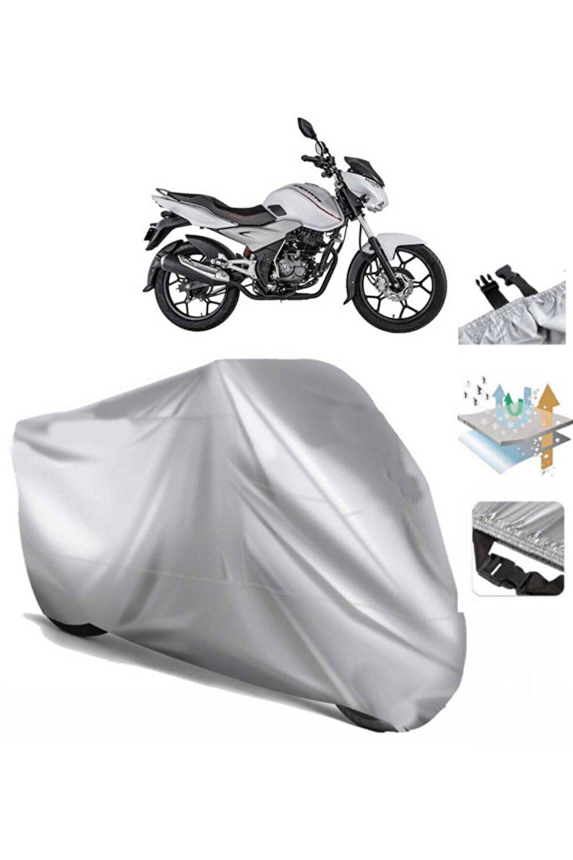 Bajaj Discover 125 St (bağlantı Tokalı) Uyumlu SolarBlock Prime Motosiklet Brandası Örtüsü