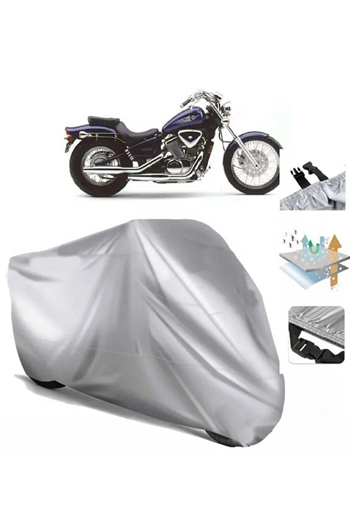 Honda Vt 600 Shadow (bağlantı Tokalı) Uyumlu SolarBlock Prime Motosiklet Brandası Örtüsü