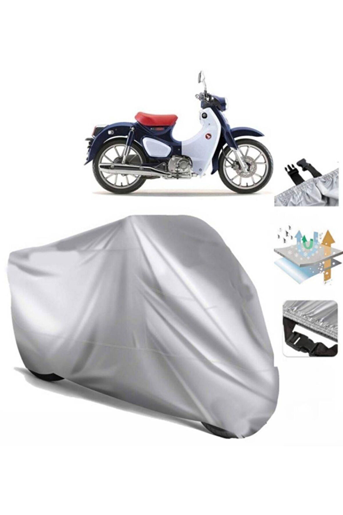 Honda Super Cub C125 (bağlantı Tokalı) Uyumlu SolarBlock Prime Motosiklet Brandası Örtüsü