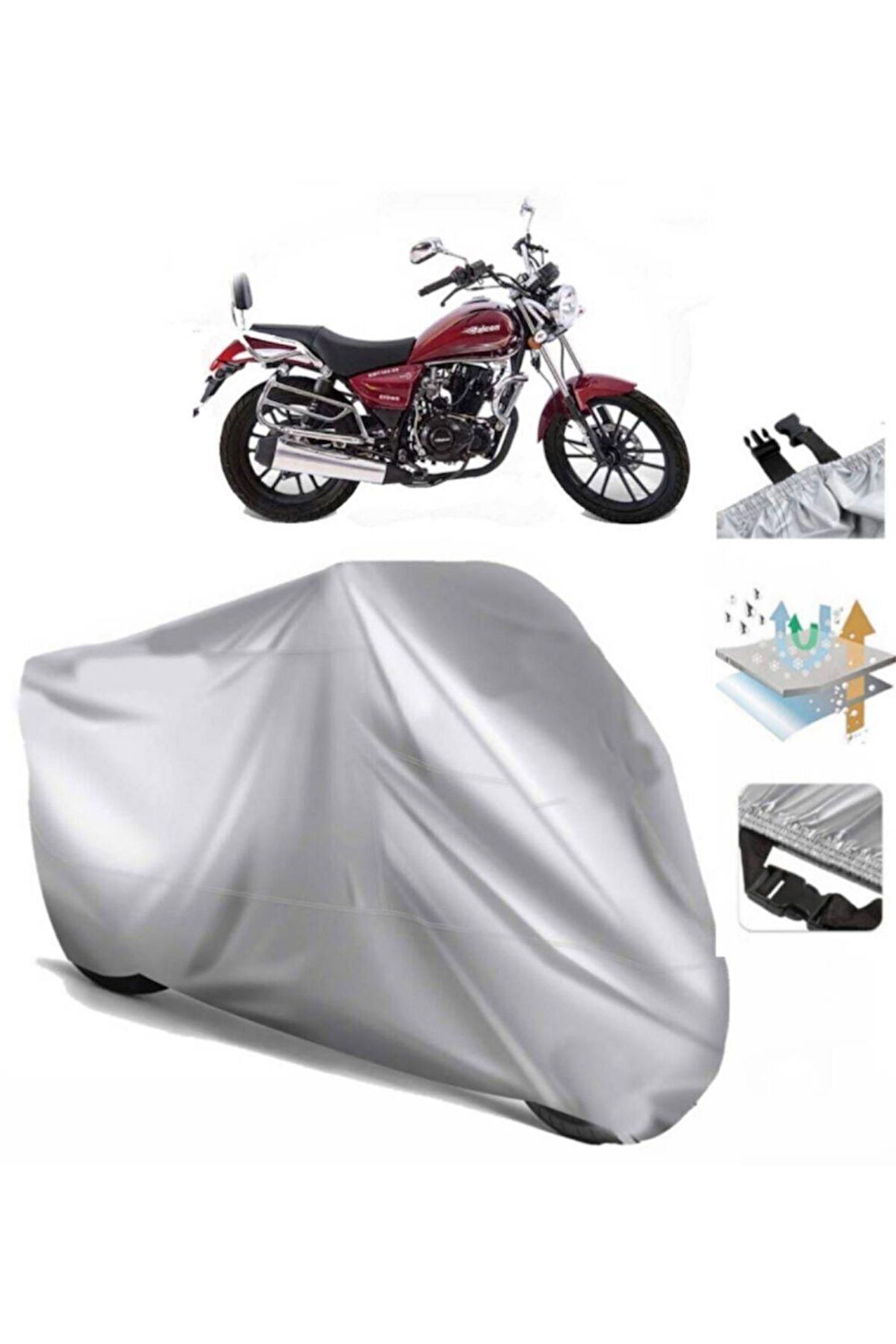 Falcon Crown 150  Arka Çanta (bağlantı Tokalı) Uyumlu SolarBlock Prime Motosiklet Brandası Örtüsü