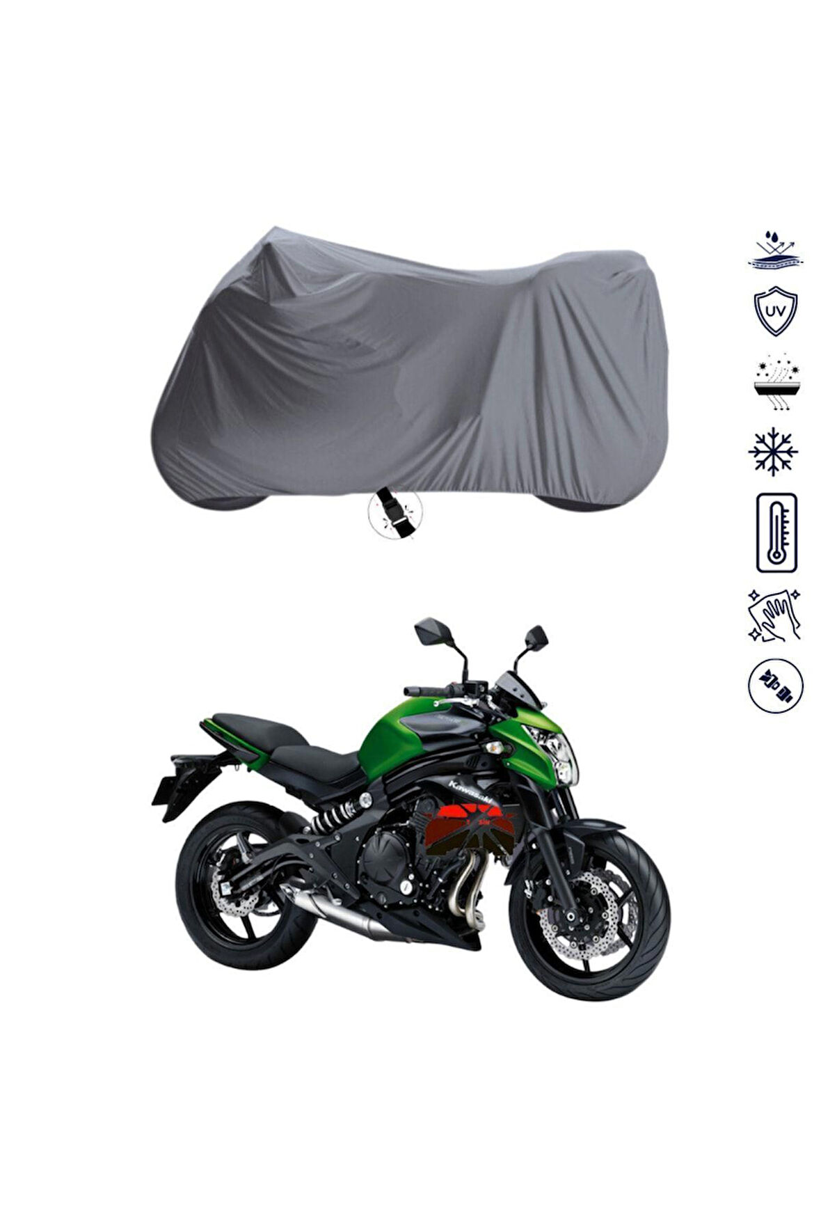 Kawasaki Er-6 N Çantalı  Bağlantı Tokalı  Uyumlu SolarBlock Prime Motosiklet Brandası Örtüsü