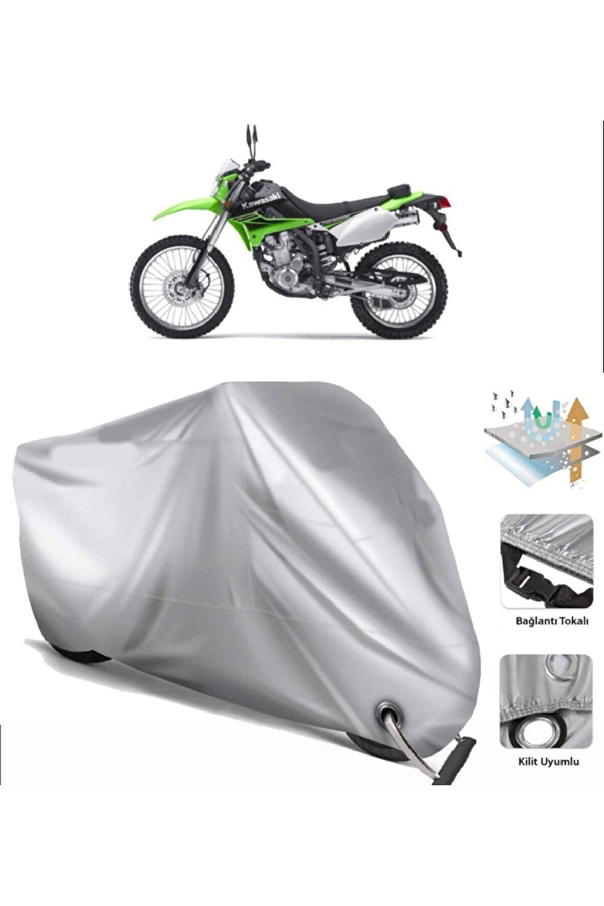 Kawasaki Klx 250  Arka Çanta (bağlantı Tokalı) Uyumlu SolarBlock Prime Motosiklet Brandası Örtüsü