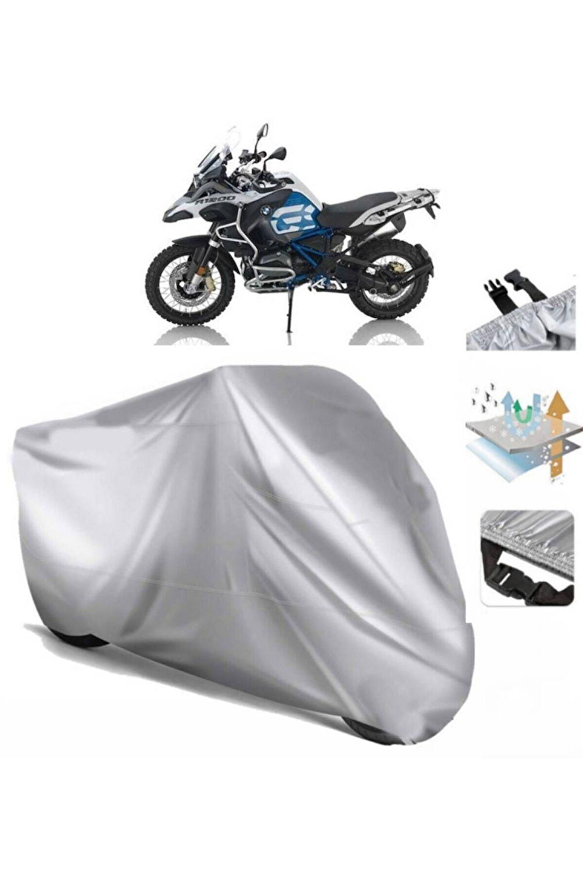 Bmw R 1200 Gs Arka Çanta (bağlantı Tokalı) Uyumlu SolarBlock Prime Motosiklet Brandası Örtüsü