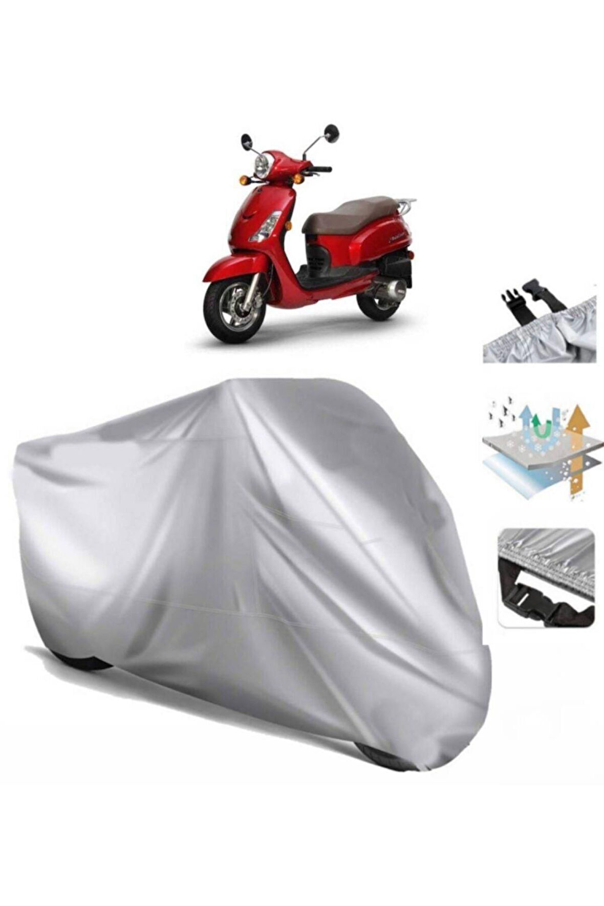 Sym Fiddle Iı 125  Arka Çanta (bağlantı Tokalı) Uyumlu SolarBlock Prime Motosiklet Brandası Örtüsü